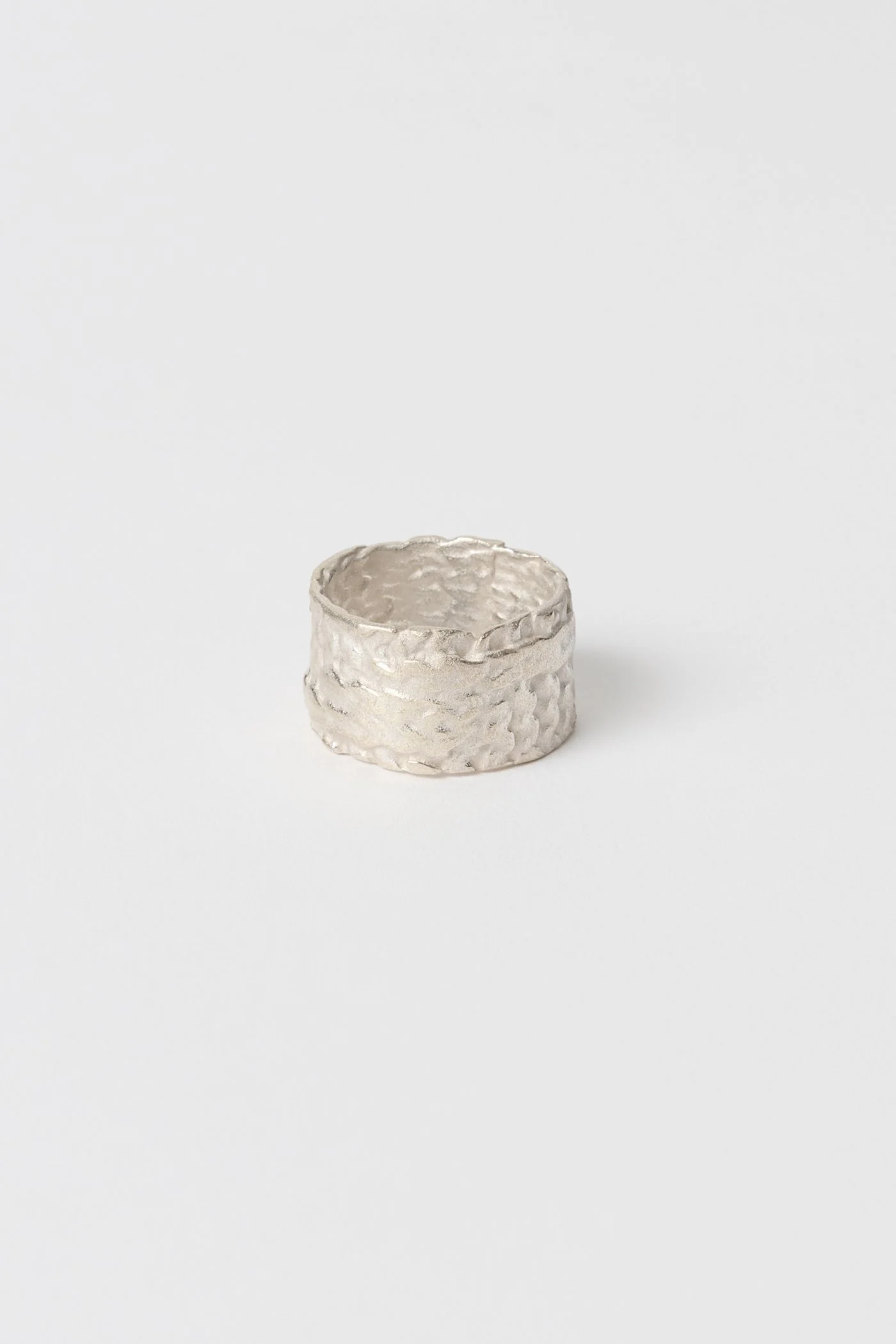 Casted Knit Ring Frosted White Sterling Silver - 1