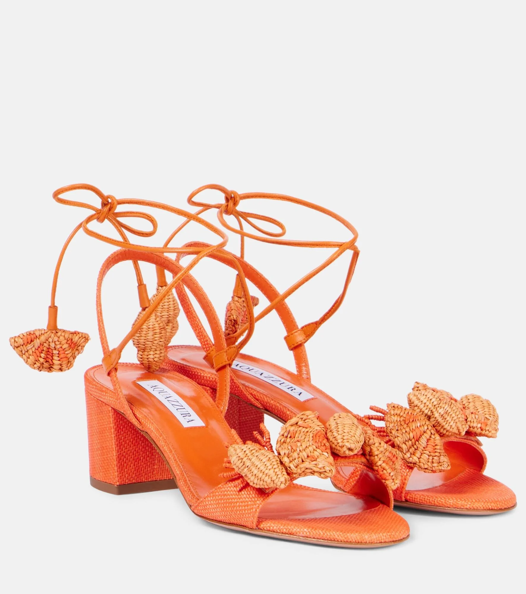 Marea 50 leather-trimmed raffia sandals - 1
