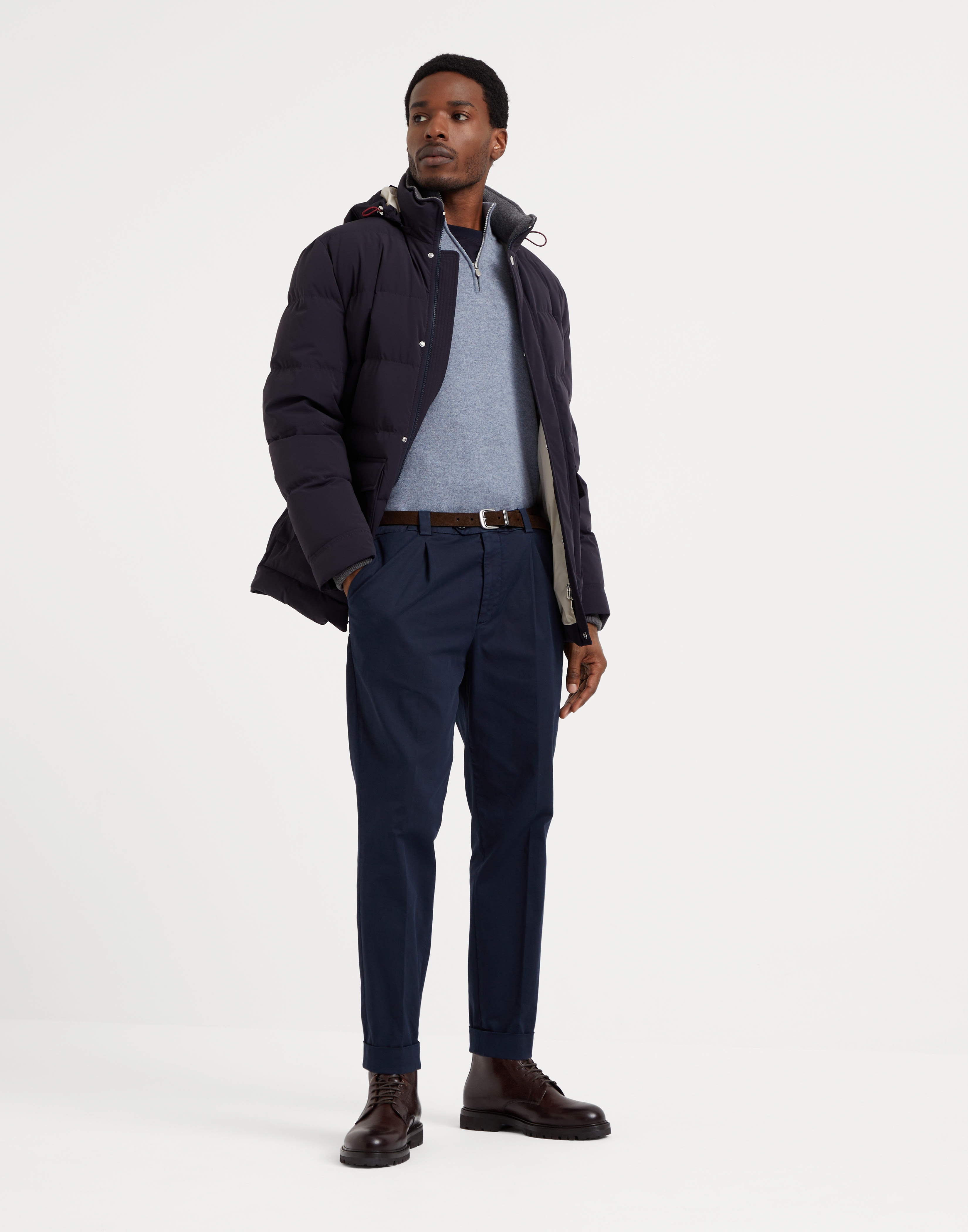 Bonded taffeta down jacket with detachable hood - 5