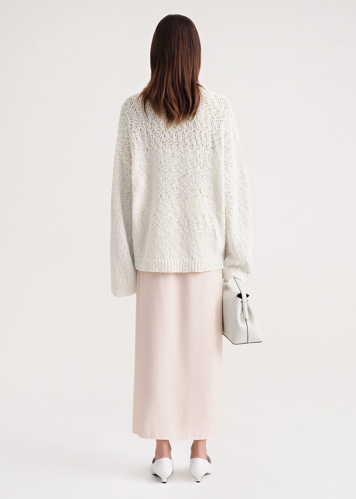Textured cotton knit bright cream - 4