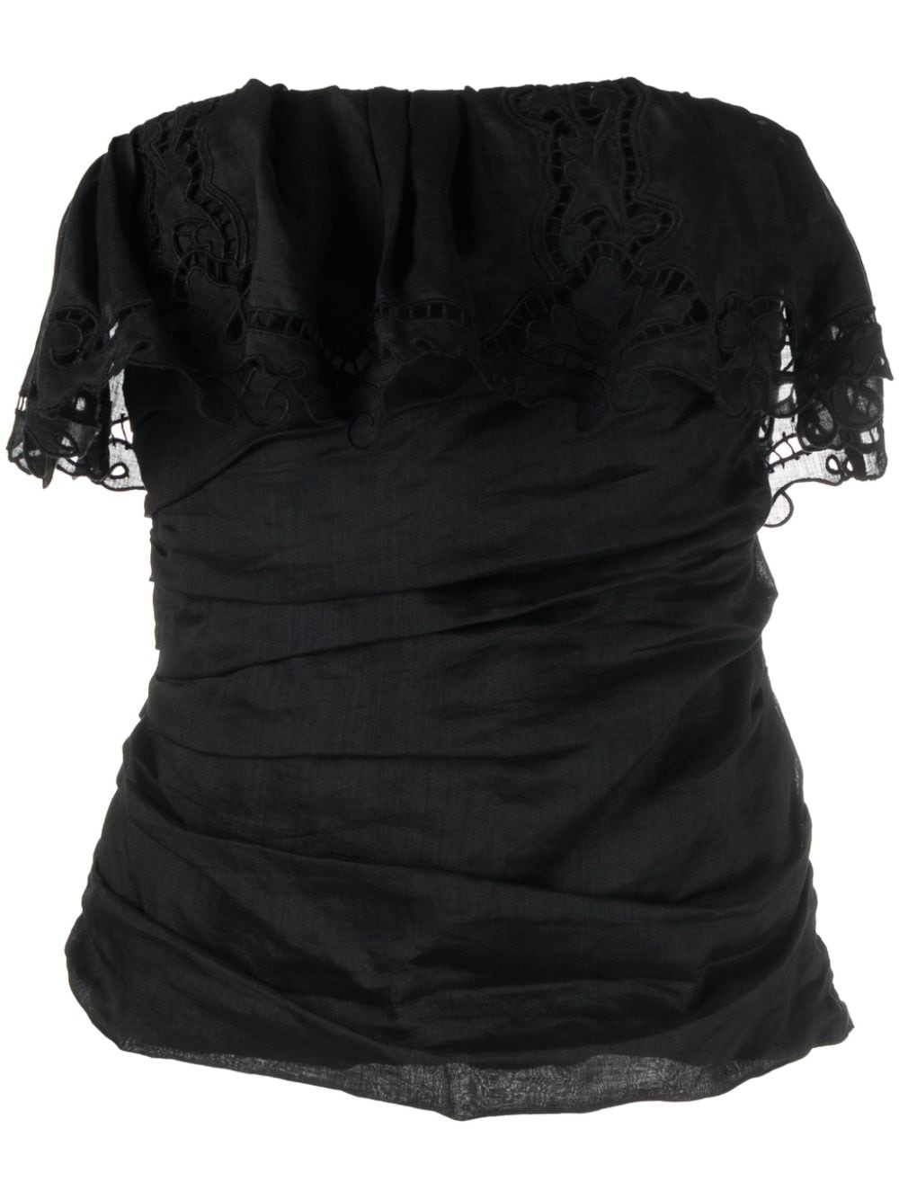 guipure-lace bandeau top - 2