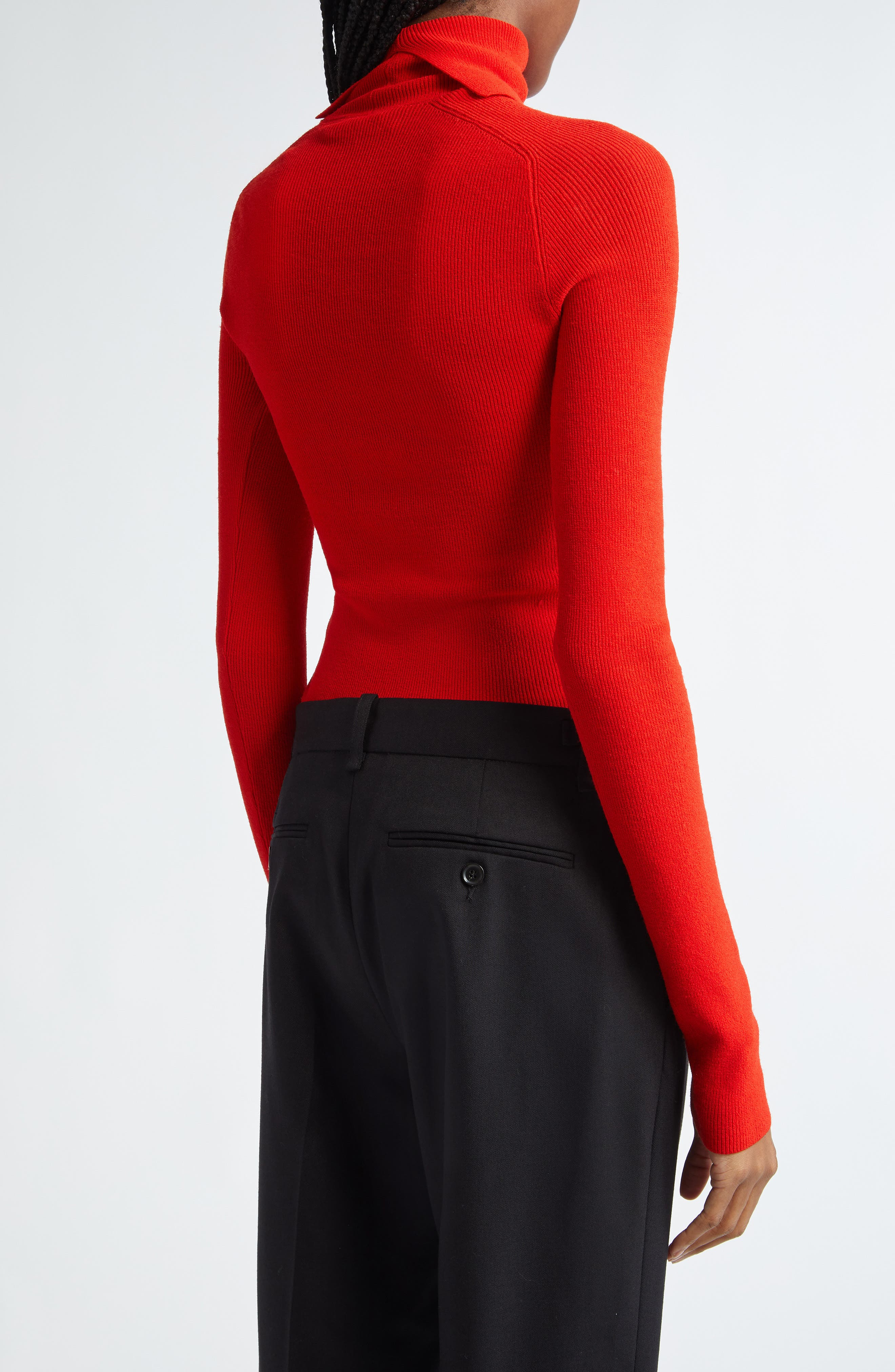 Proenza Schouler Fox Longline Logo Rib Turtleneck Top in Red at Nordstrom - 3