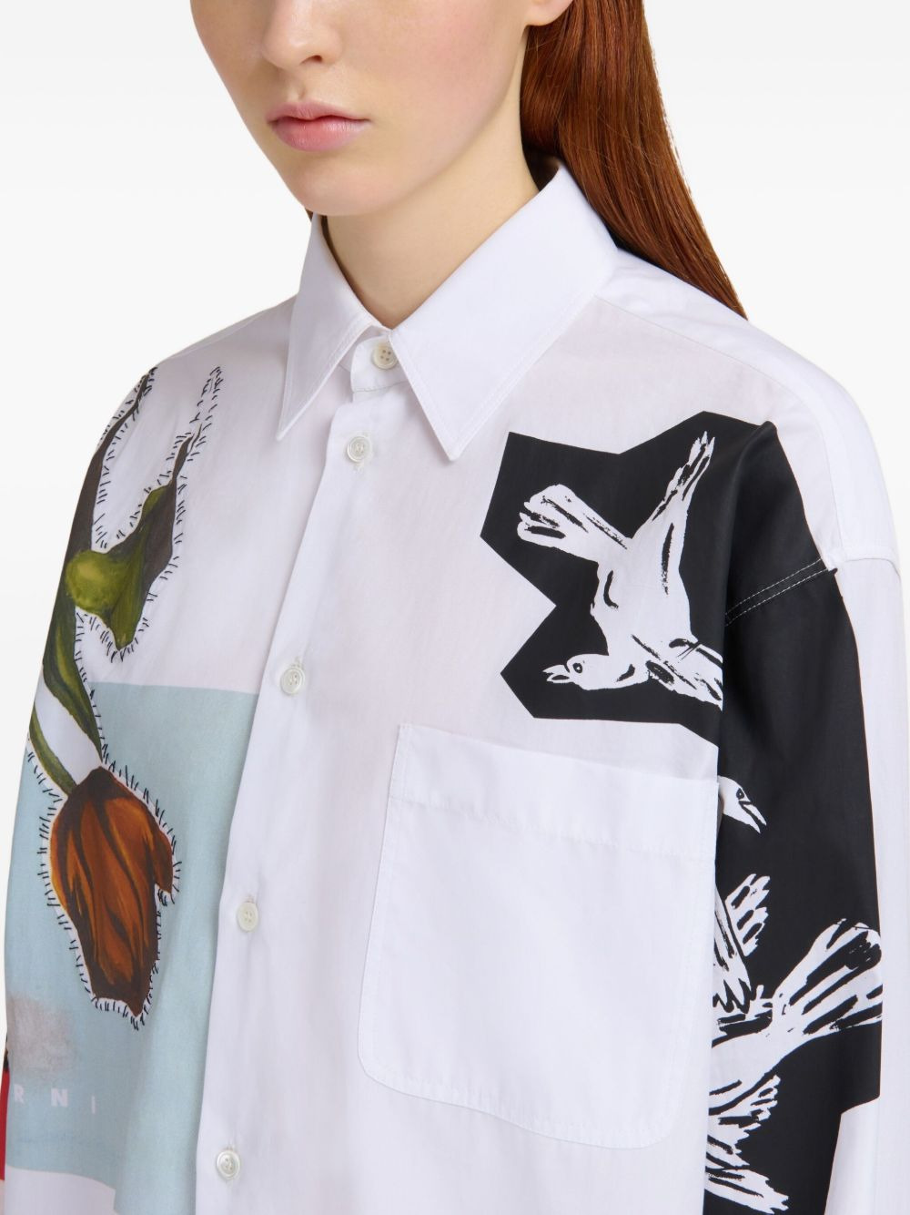 graphic print button-up shirt - 6