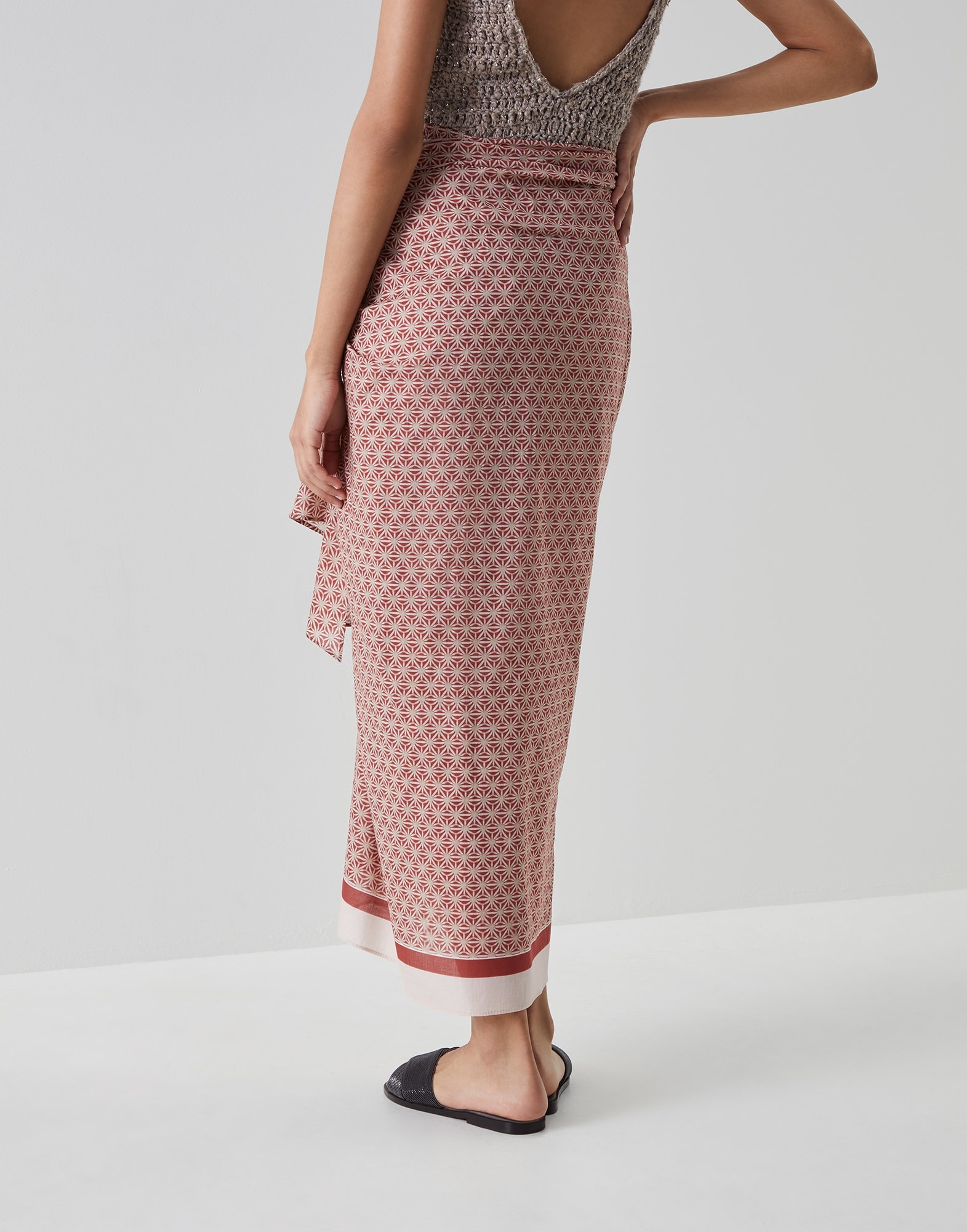 Starburst flower cotton gauze sarong skirt - 2