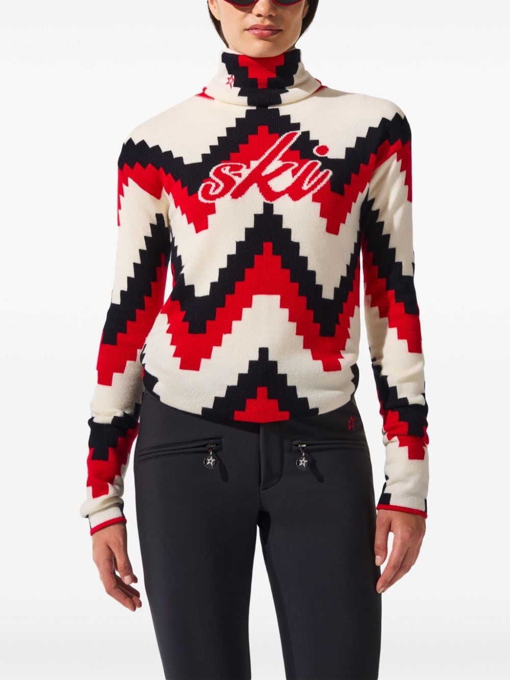 chevron roll-neck jumper - 3