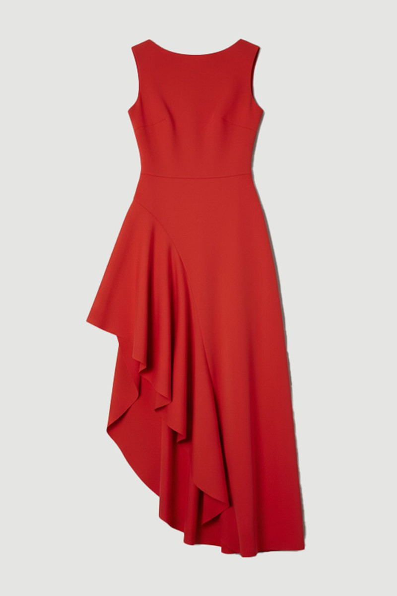 Scuba Drama Ruffle Hem Woven Maxi Dress 4