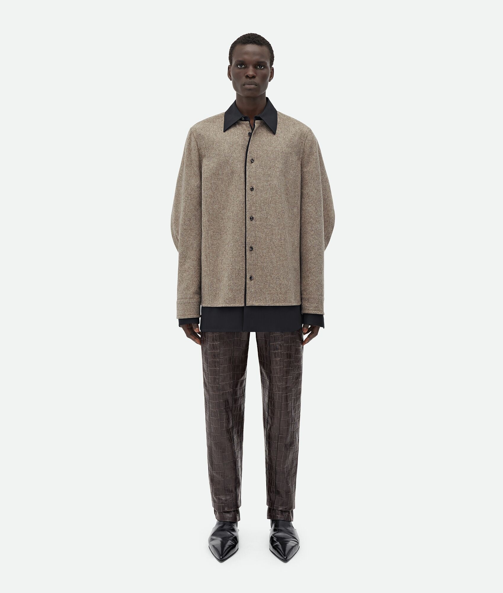Wool Flannel And Viscose Double Shirt - 1