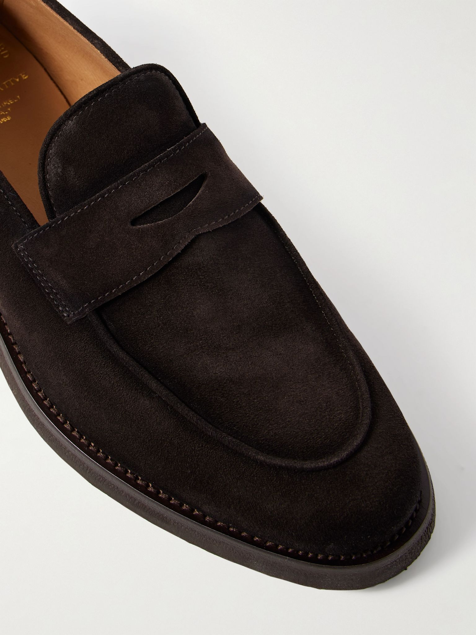 Opera 001 Suede Penny Loafers Dark brown - 5