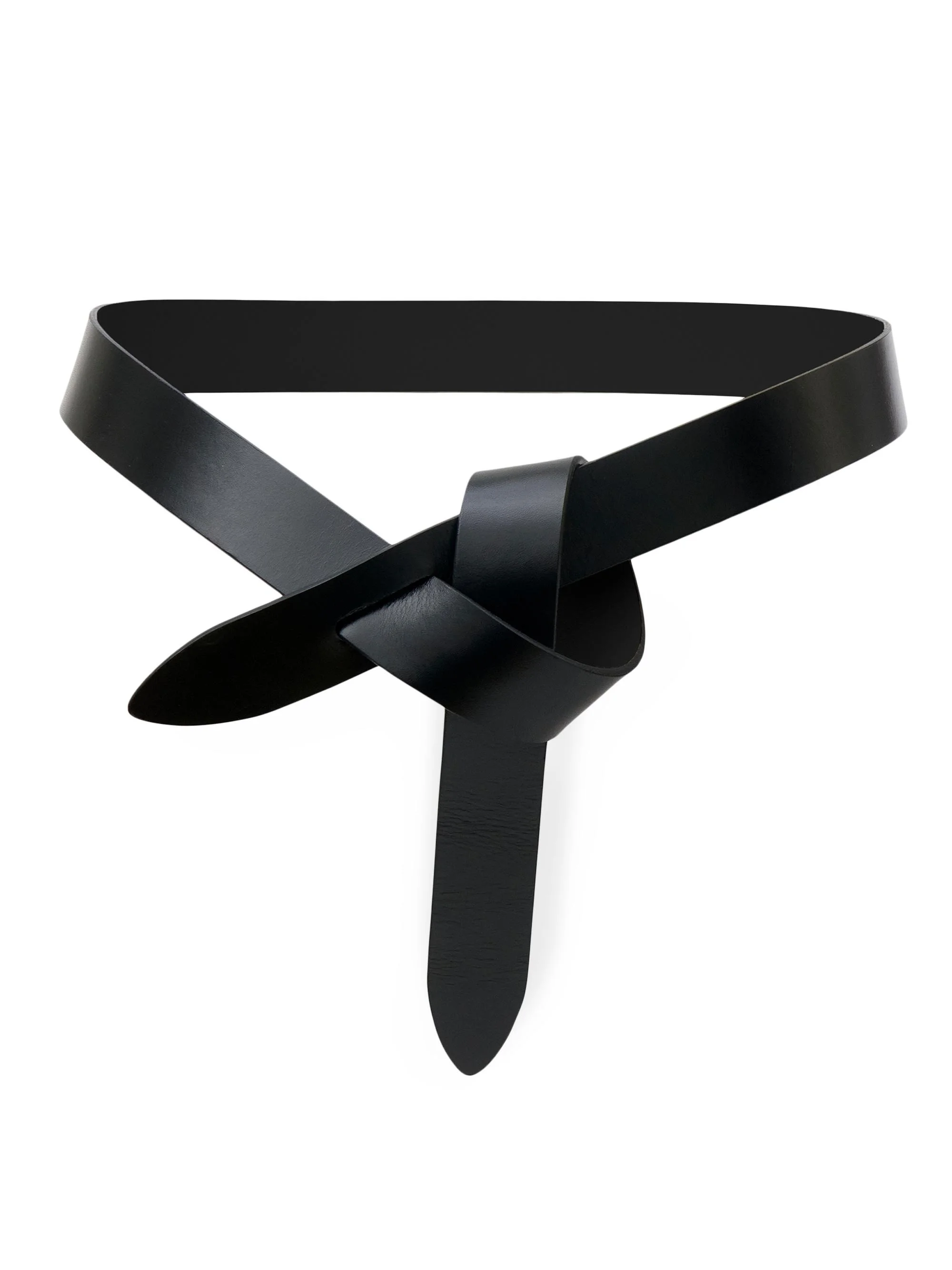 Women's Lecce Knotted Leather Belt - Black - 1