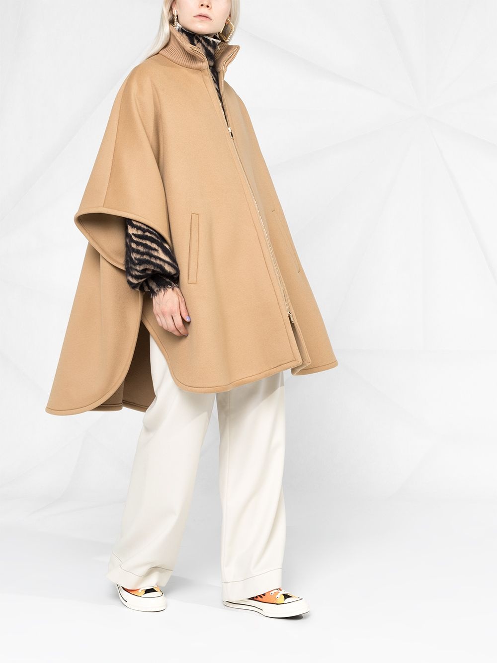 oversized zip-front cape - 2