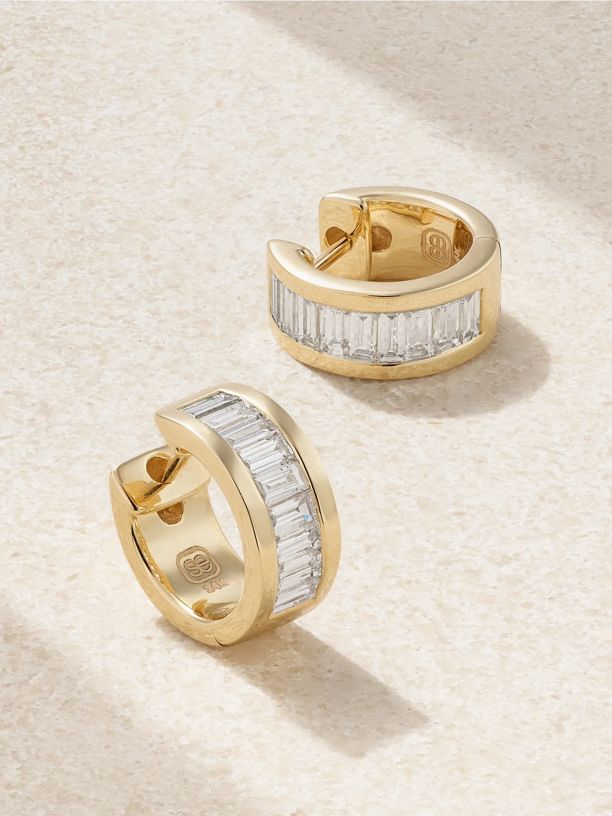 14-karat Gold Diamond Hoop Earrings - 1