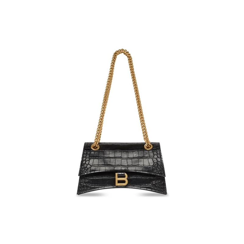 Women's Crush Small Chain Bag Crocodile Embossed in Black - 1