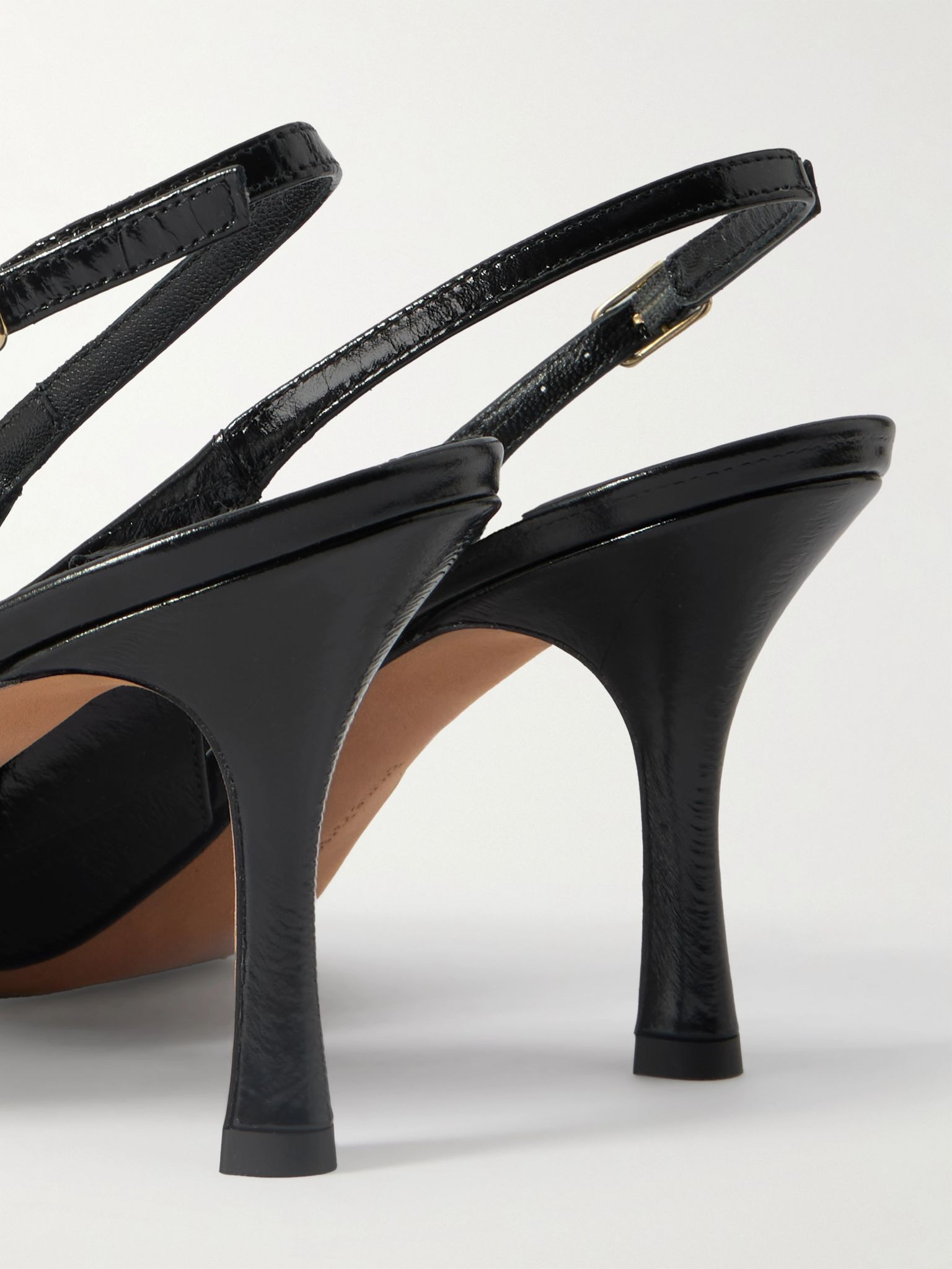 Elana textured-leather slingback pumps Black - 4
