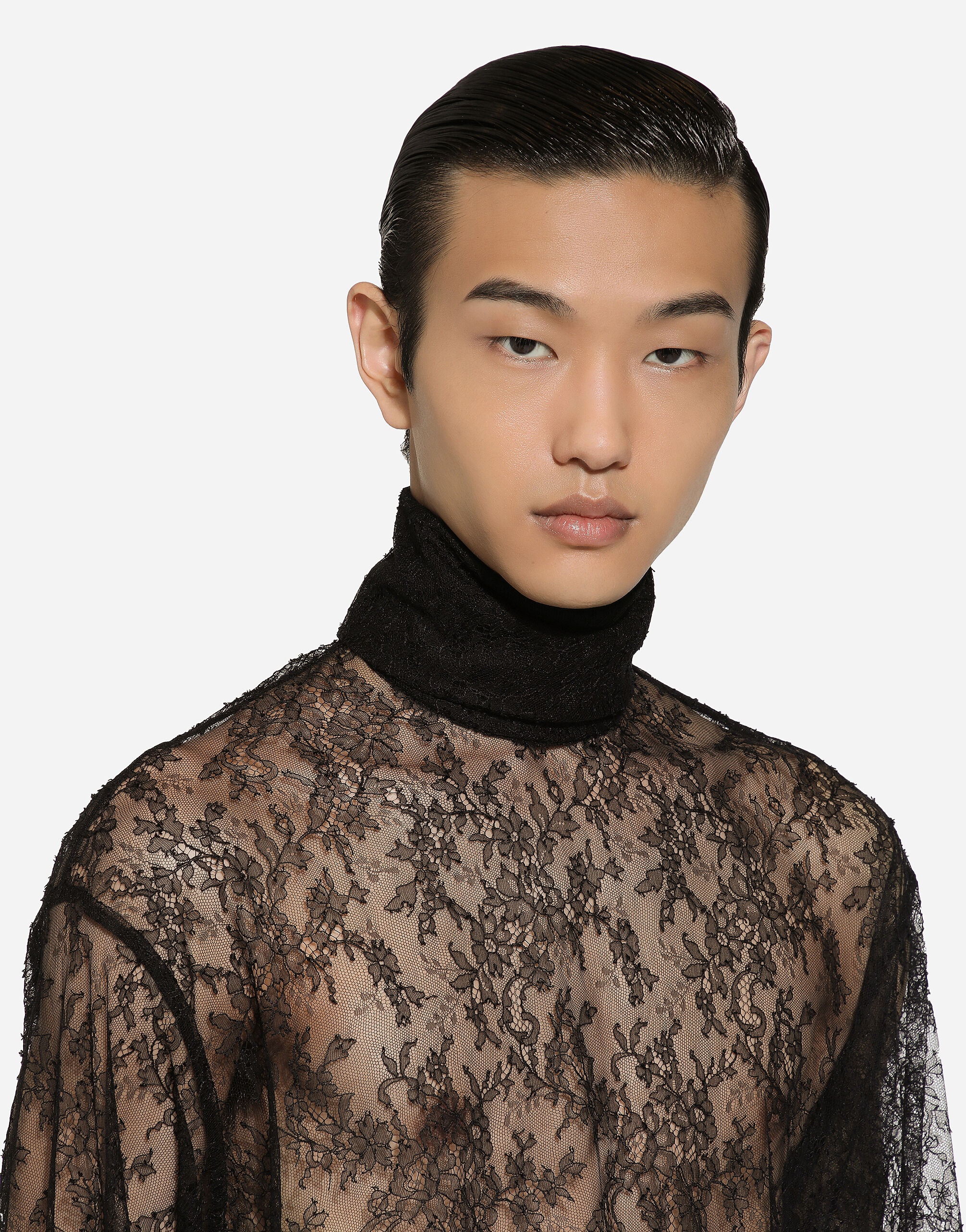 Loose lace turtleneck with shirt cuffs - 5