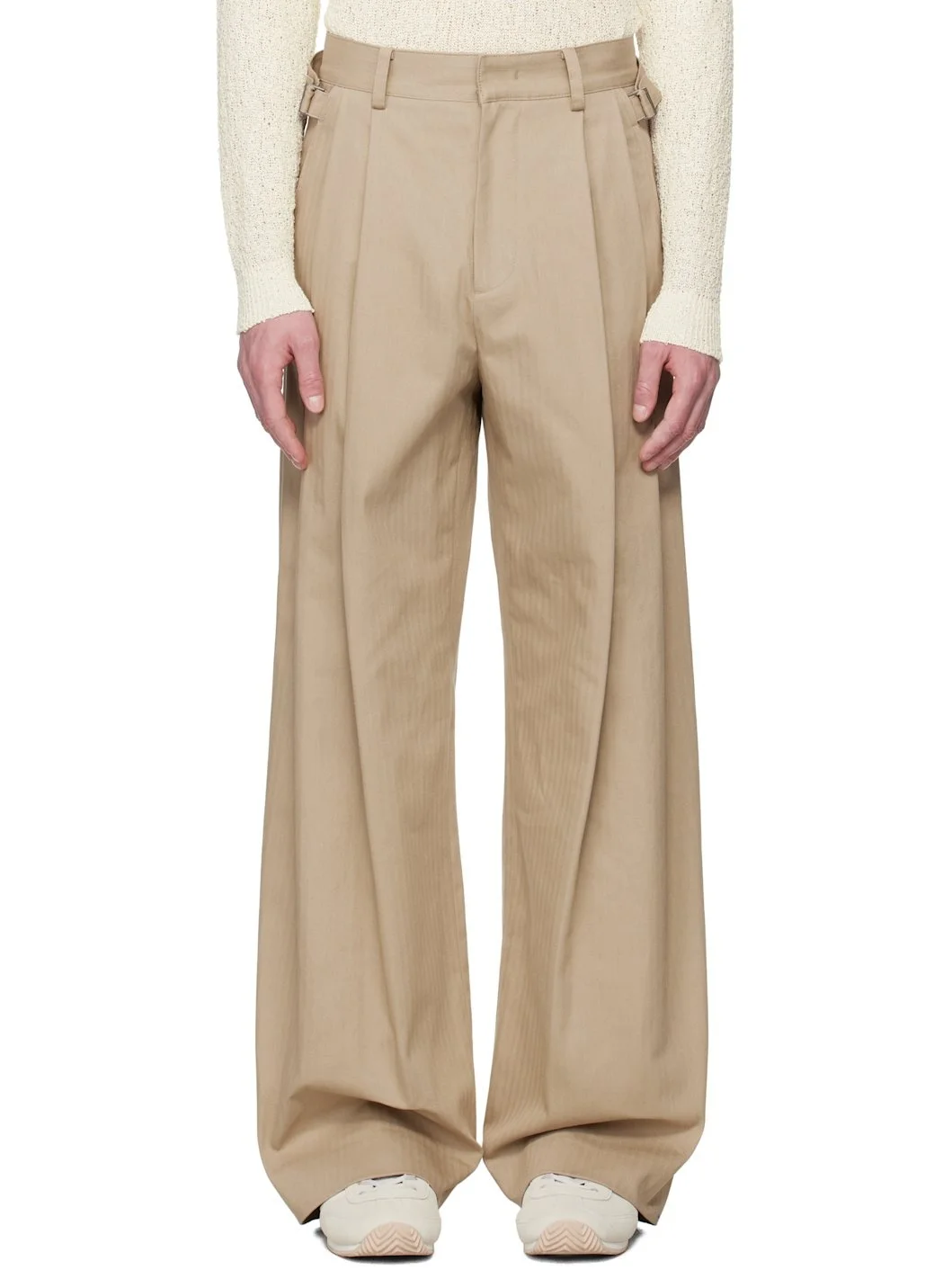 SSENSE Exclusive Beige Herringbone Trousers - 1