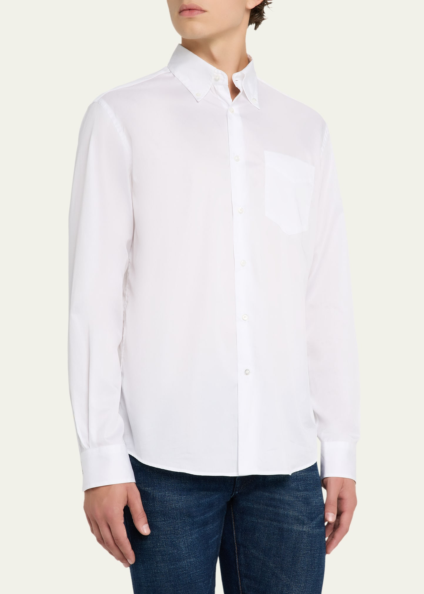 Men's Button-Collar Cotton Sport Shirt - 4