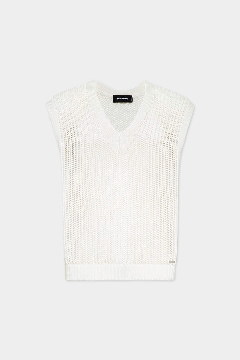 OPEN-KNIT V NECK VEST 1