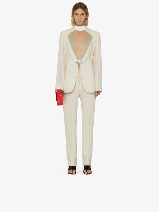 SLIM FIT PANTS IN WOOL WITH SATIN BACK - 1