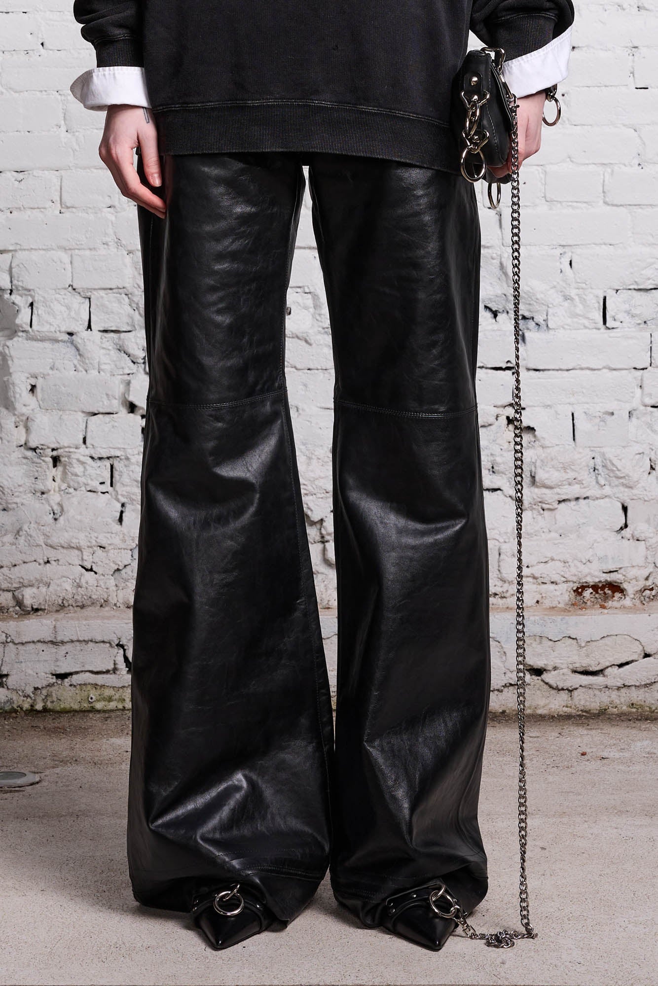 JANET LEATHER PANT - SHINY BLACK - 4