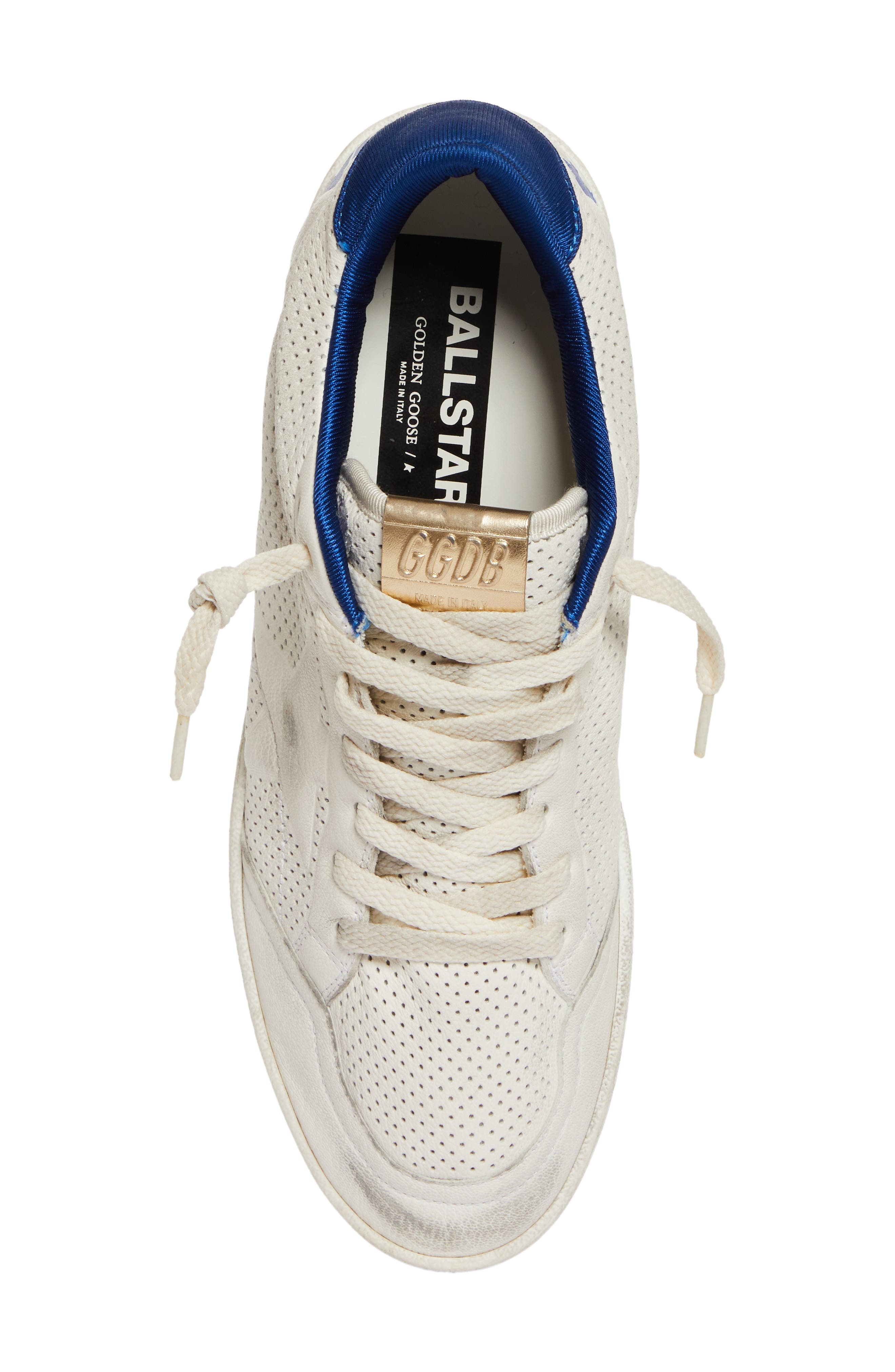 Golden Goose Ball Star Perforated Low Top Sneaker in White/Bluette at Nordstrom - 5