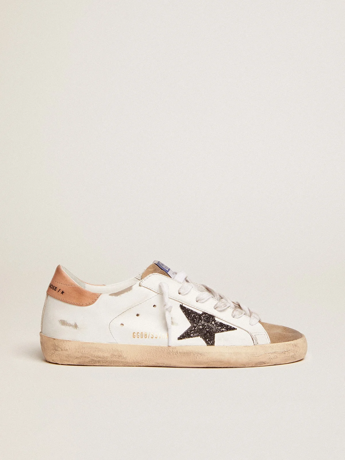 Super-Star sneakers 와 검정 glitter 스타 과 old-rose 가죽 heel 탭 - 1