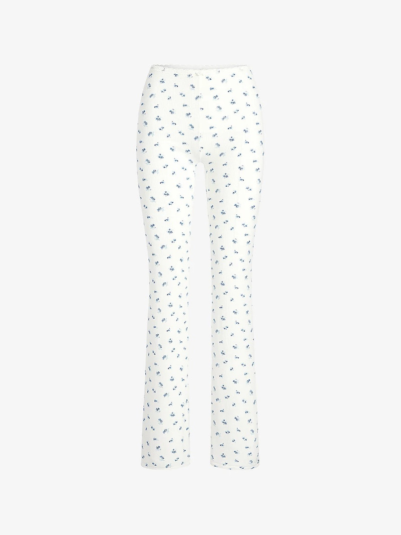 Soft Lounge Lace-Trim Ribbed Stretch-Modal Trousers 1