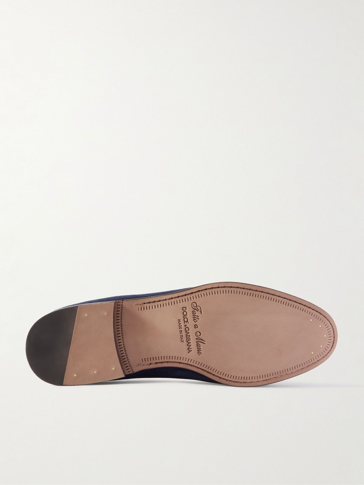 Logo-Embellished Suede Loafers Navy - 3