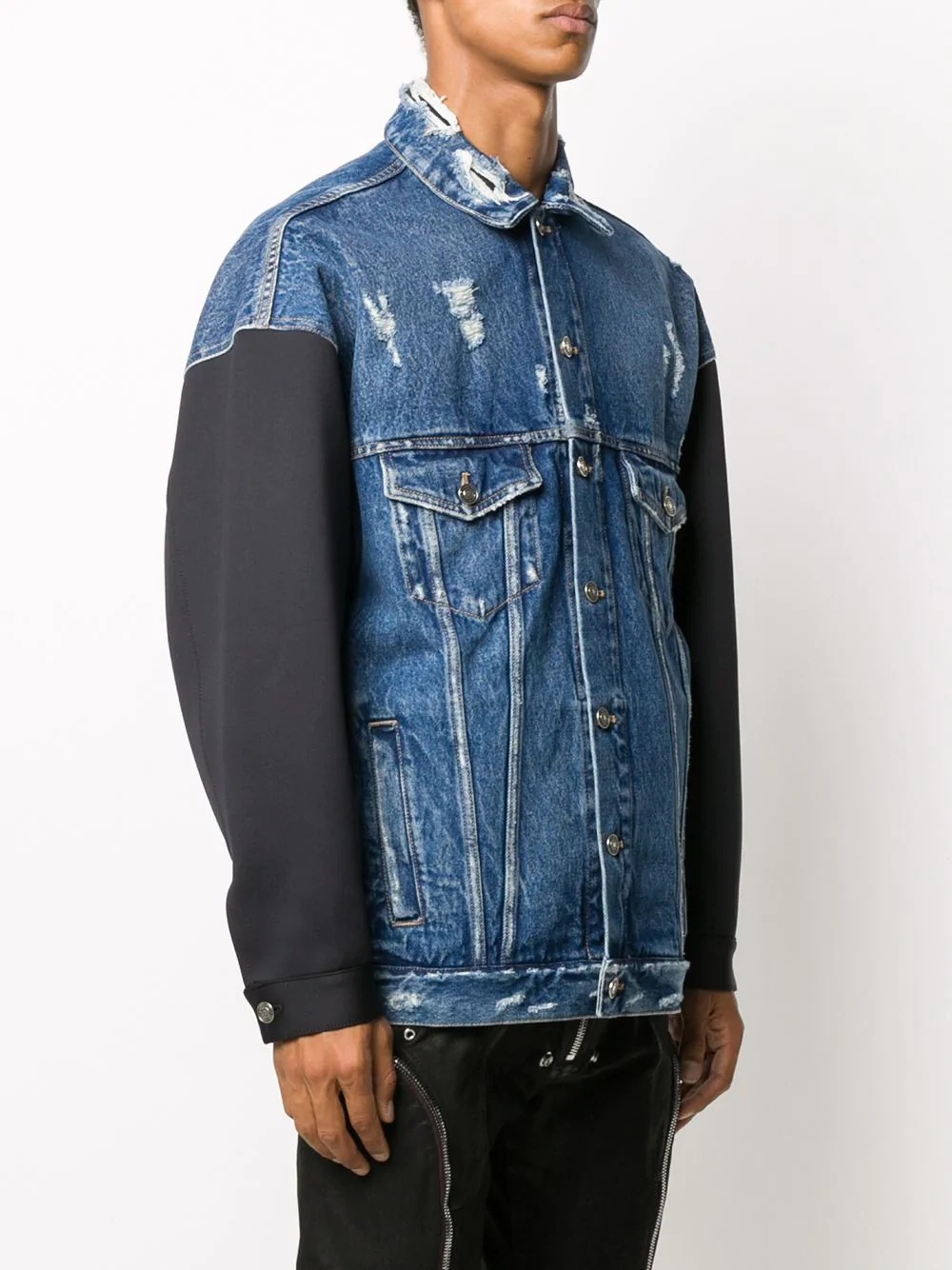 contrast sleeve denim jacket - 3