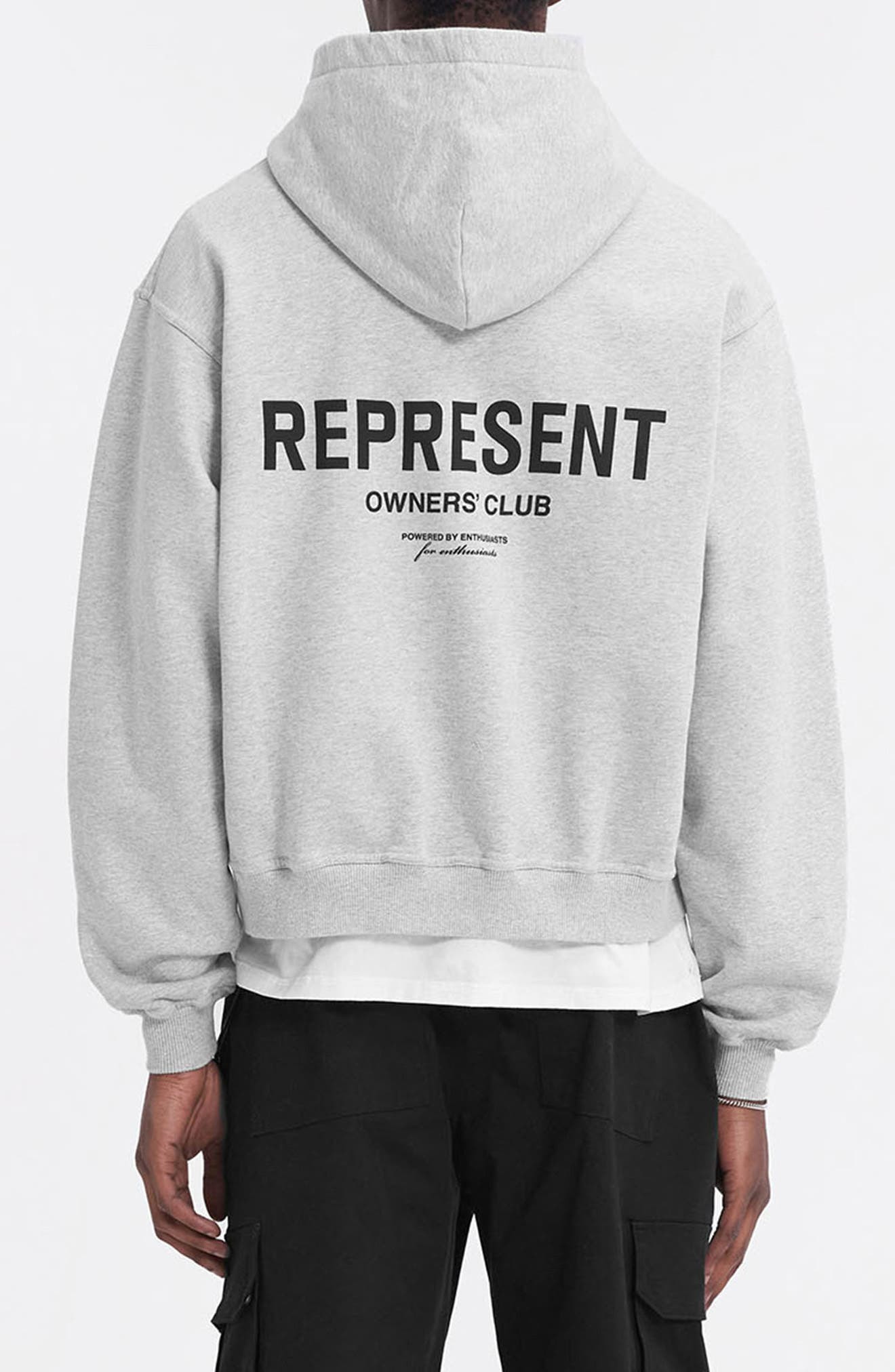 Represent Owners' Club Script Graphic Zip Hoodie in Ash Grey at Nordstrom - 2