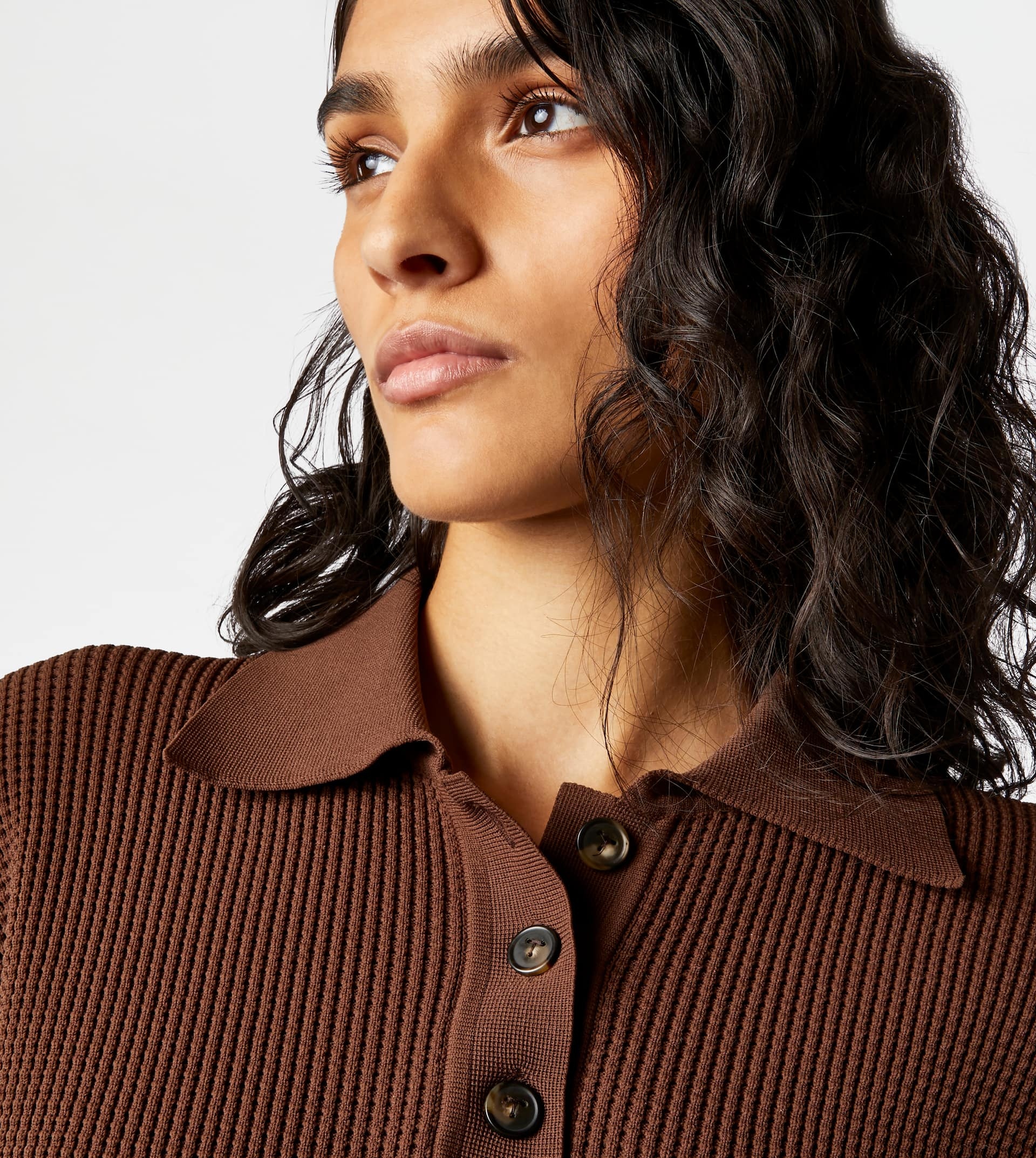 POLO SHIRT IN KNIT - BROWN - 4