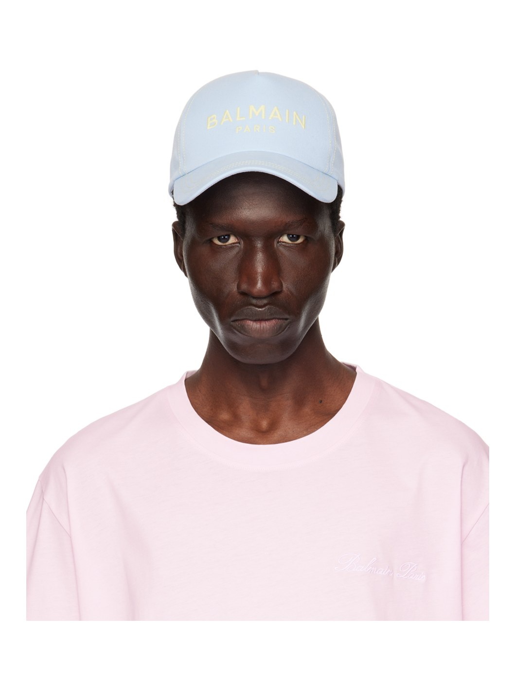 Blue 'Balmain Paris' Embroidery Cap - 1