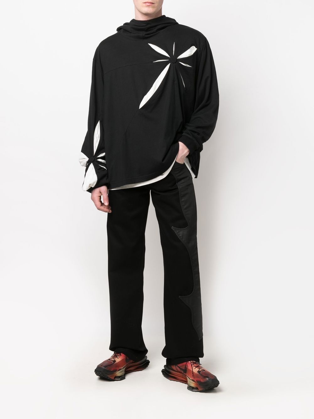origami-pattern cotton hoodie - 2