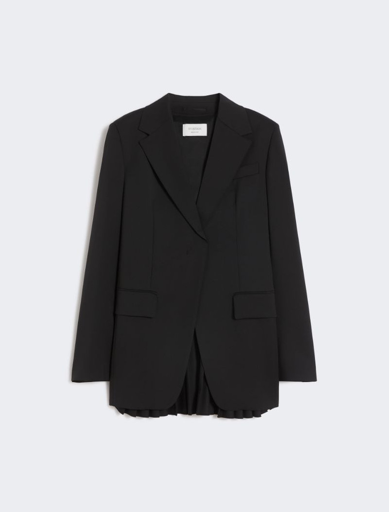Tailored wool blazer with pleated back - black 1
