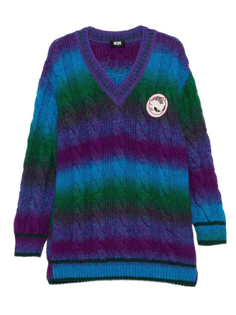 cable-knit V-neck sweater 1
