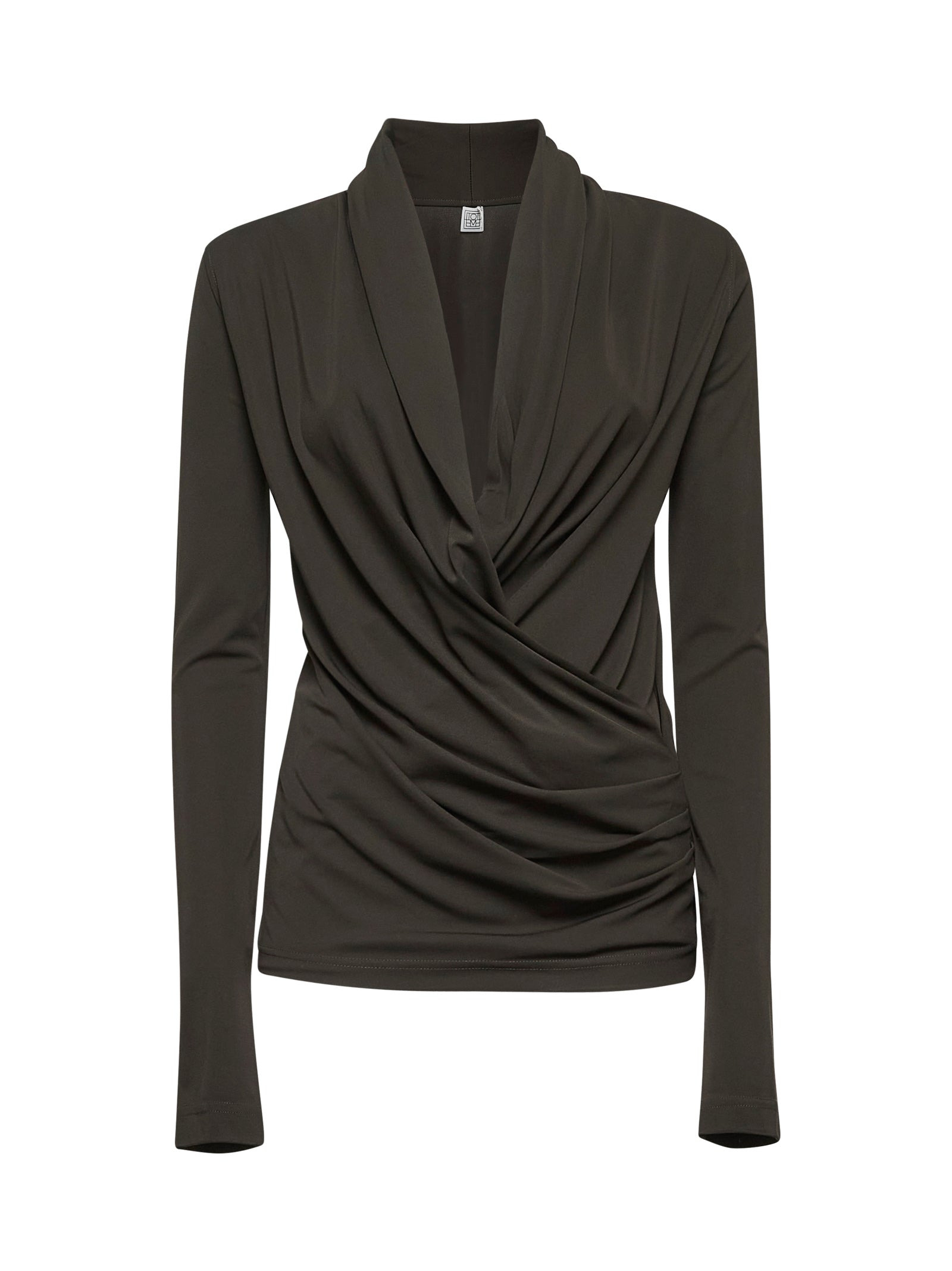Toteme Women Black Fluid Jersey Overlapped Top - 1