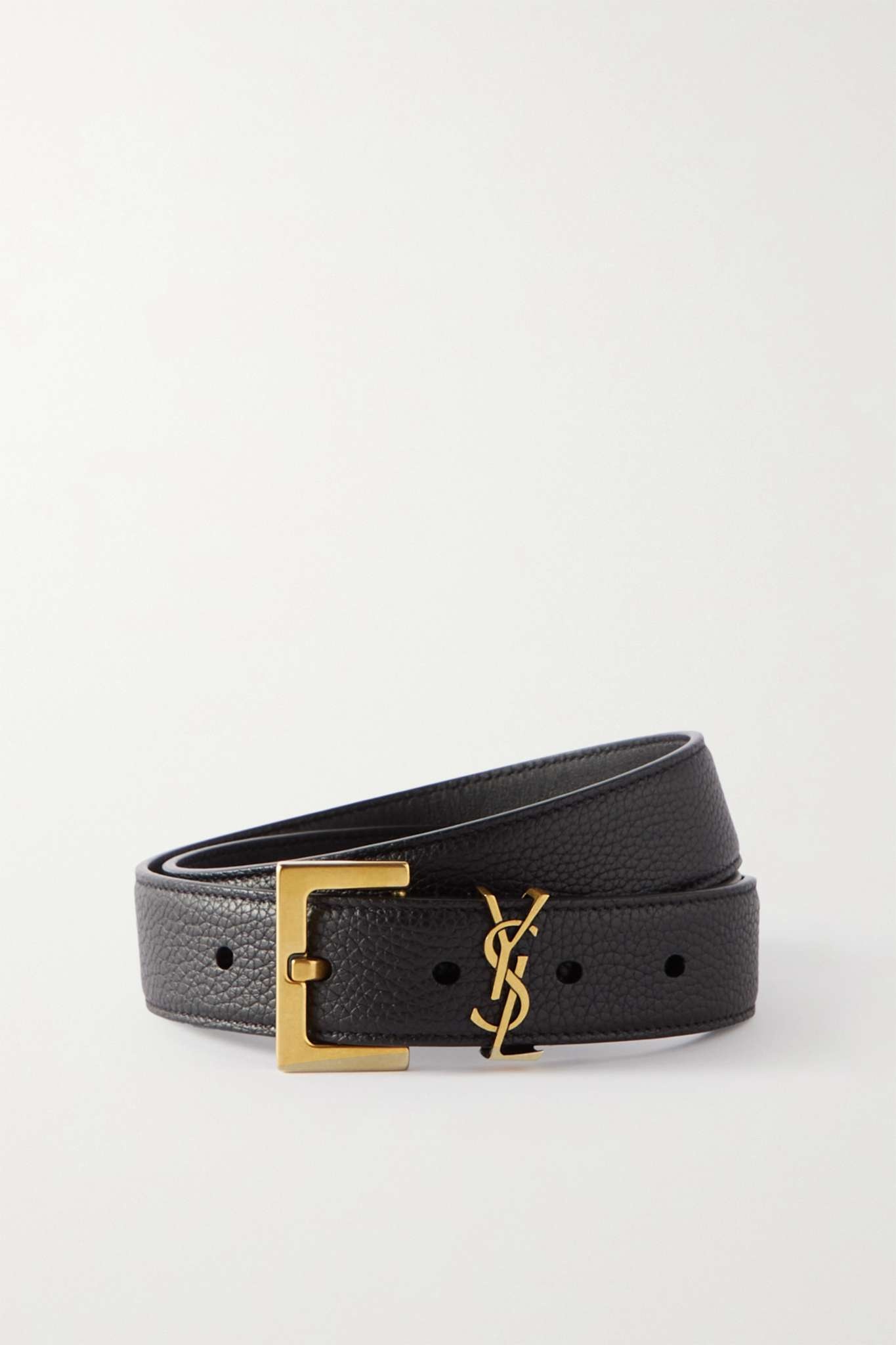 Monogramme textured-leather belt - 1