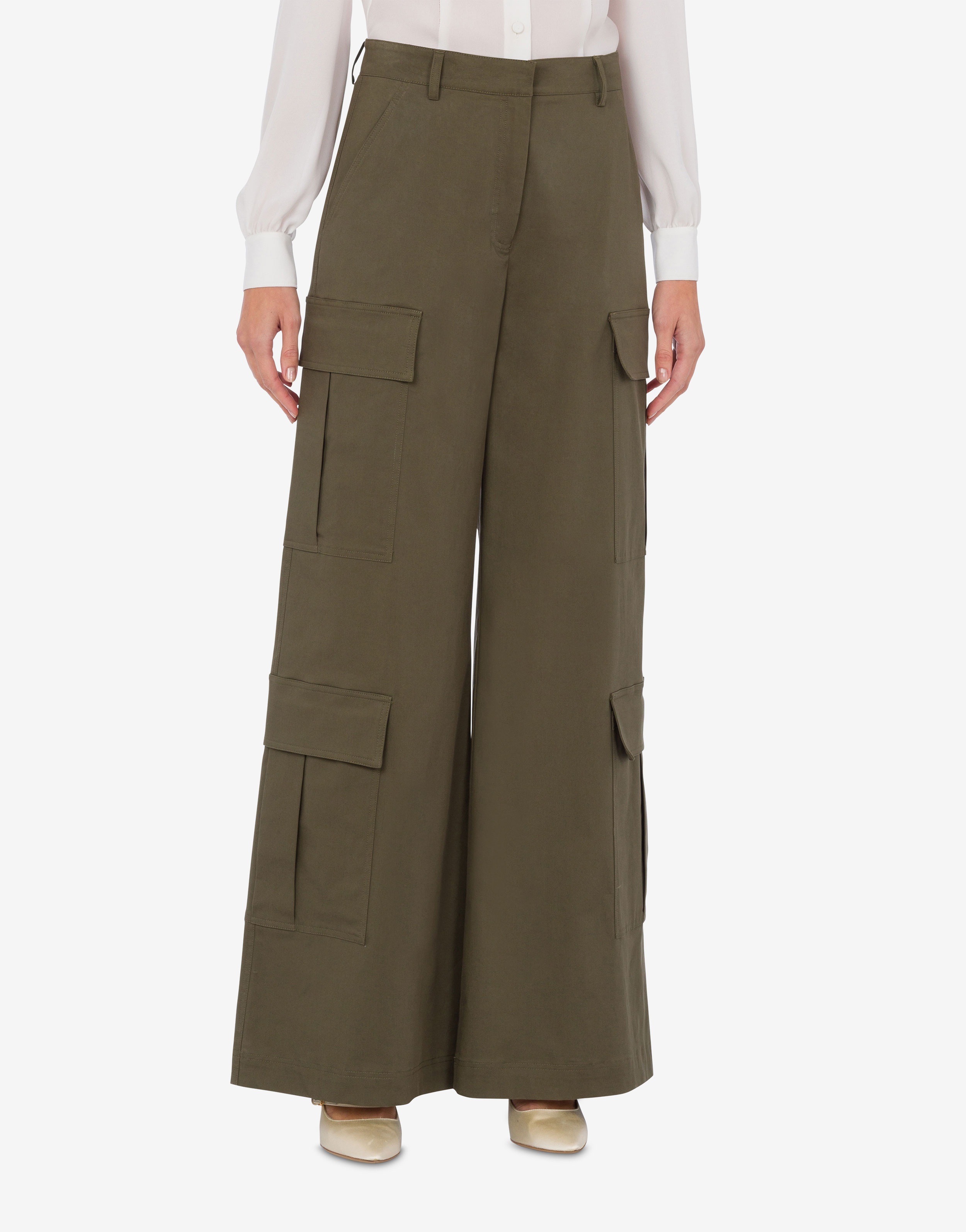 COTTON CANVAS PALAZZO TROUSERS - 2