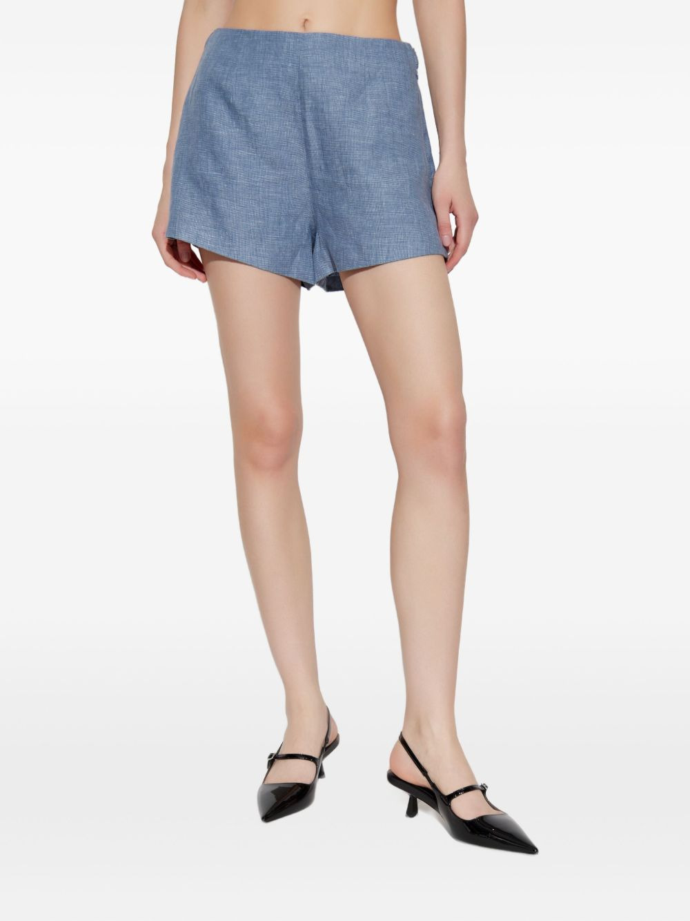 button-detailing linen tailored shorts - 3