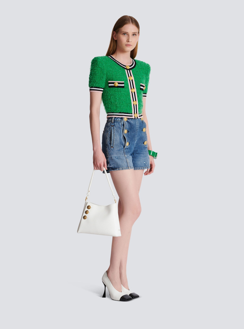 Balmain Emblème Shoulder bag in grained calfskin outlook
