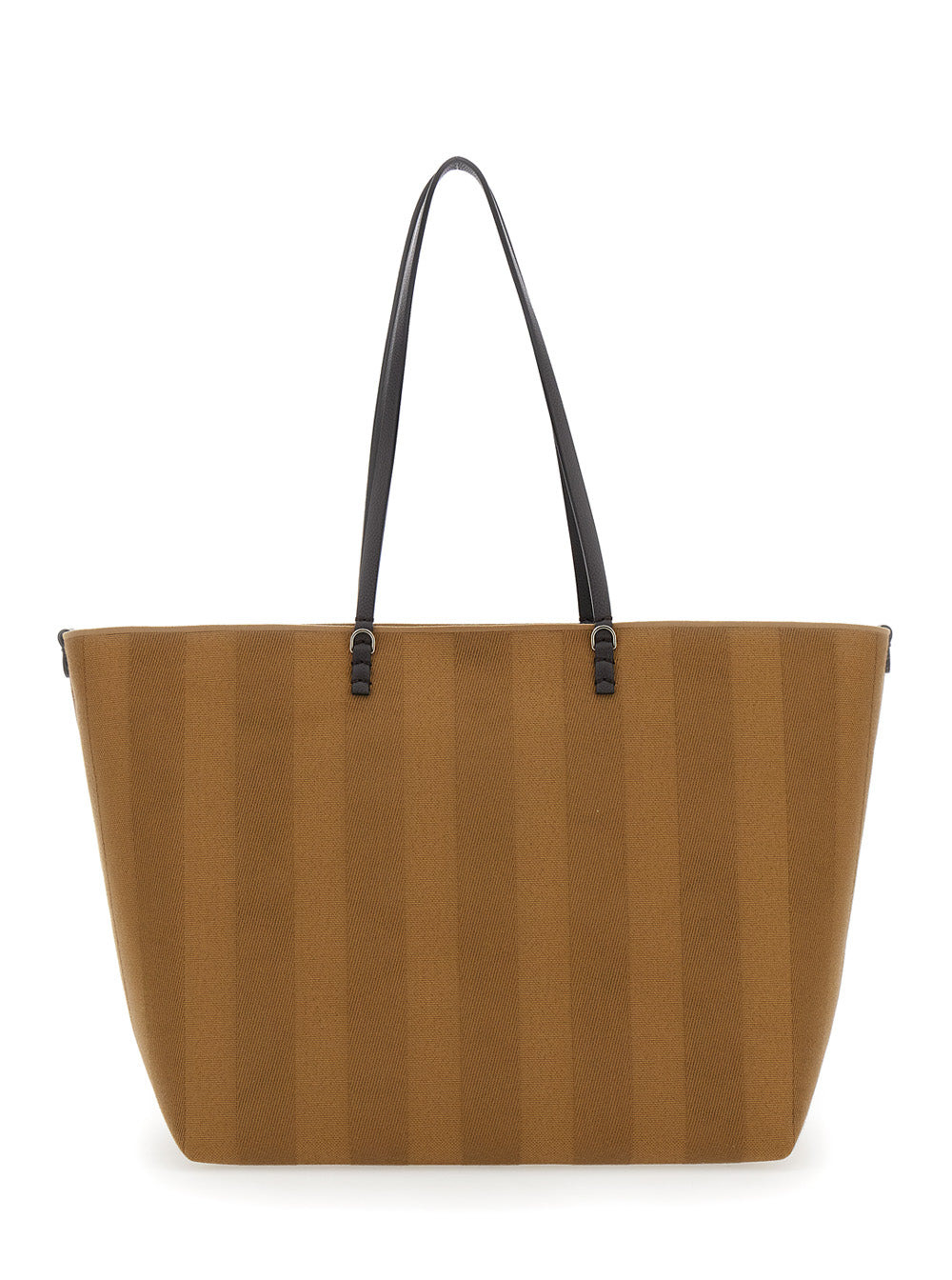 Fendi Women 'Roll Large' Beige Reversible Tote Bag In Striped Chenille Woman - 4