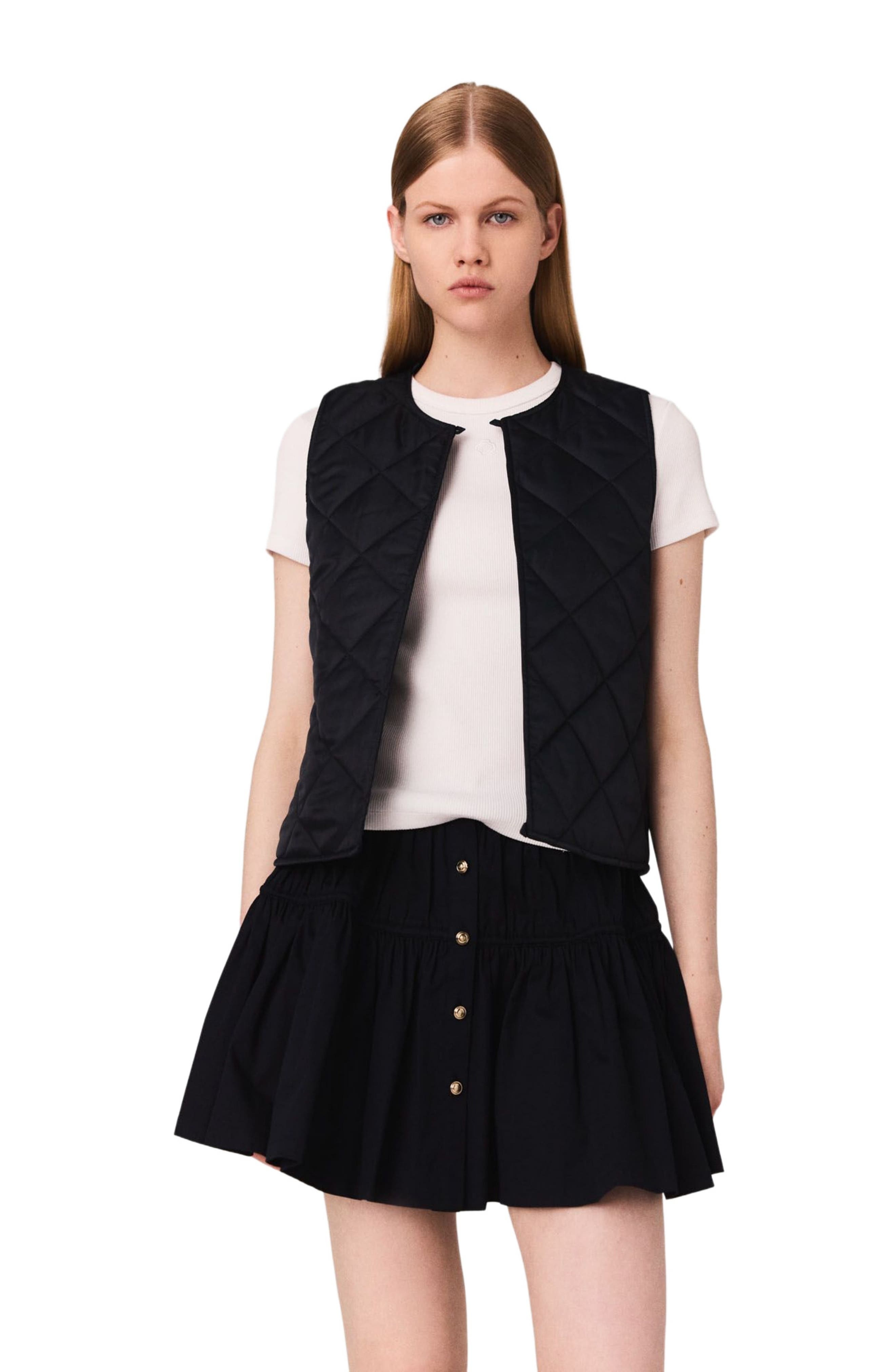 maje Cropped velvet collar jacket in Navy at Nordstrom - 6
