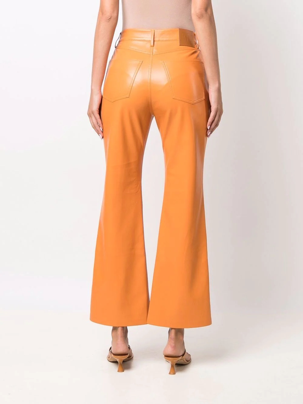 faux-leather flared trousers - 4