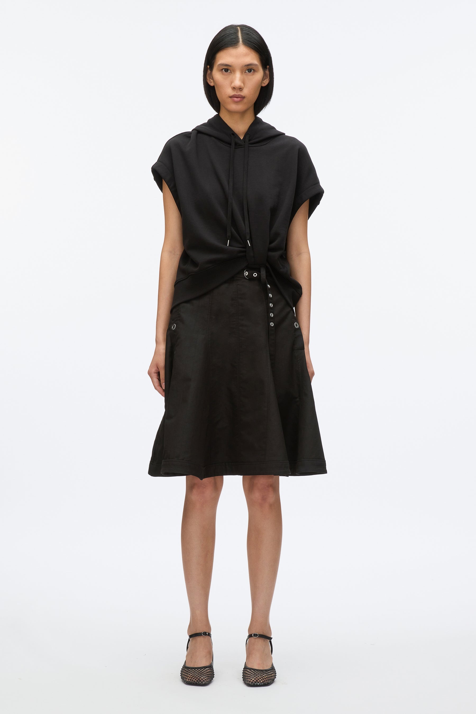 Hoodie Dress with Flounce Skirt - 2