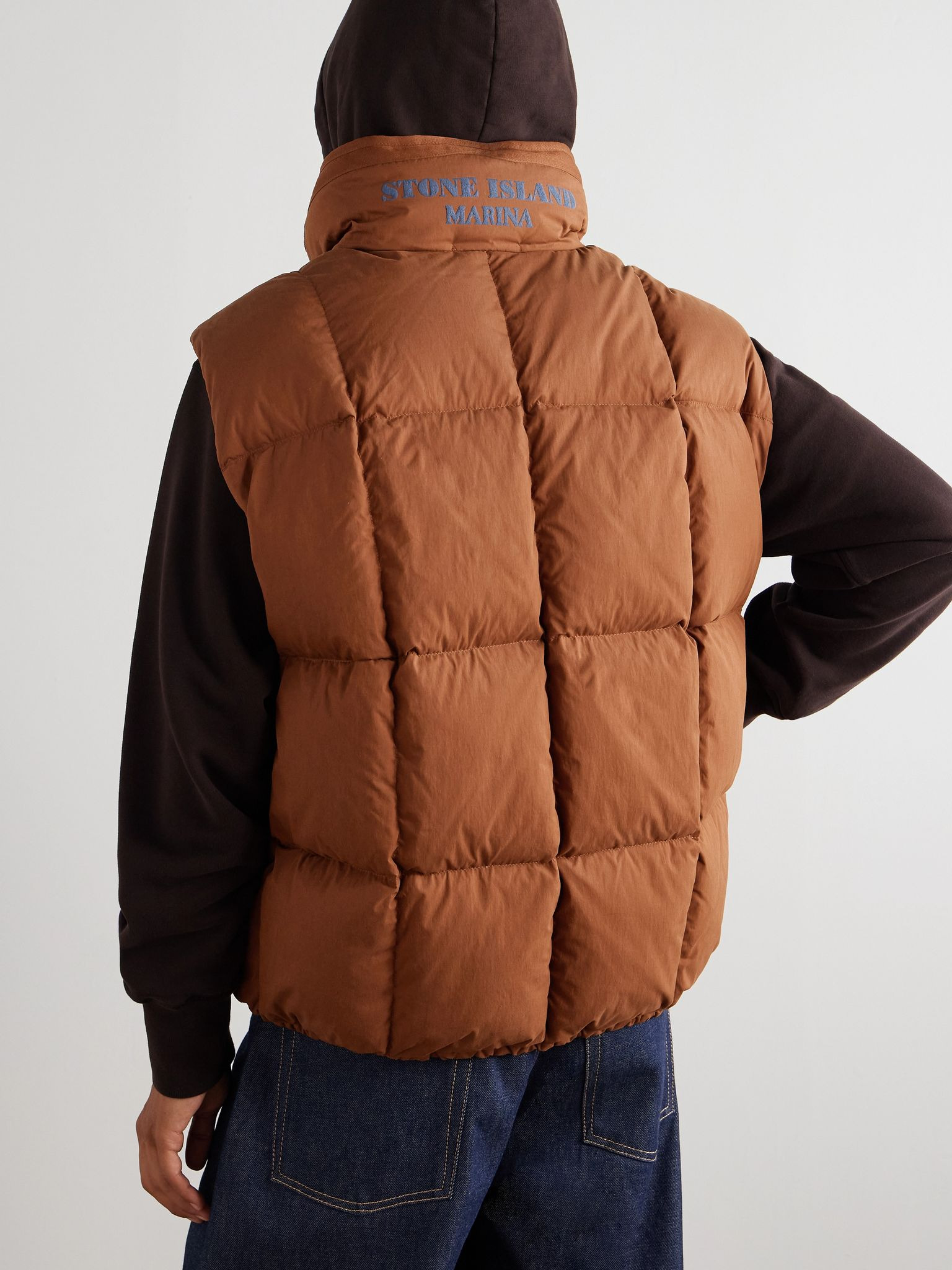 Marina Quilted Padded Cotton-Blend Down Gilet Brown - 3