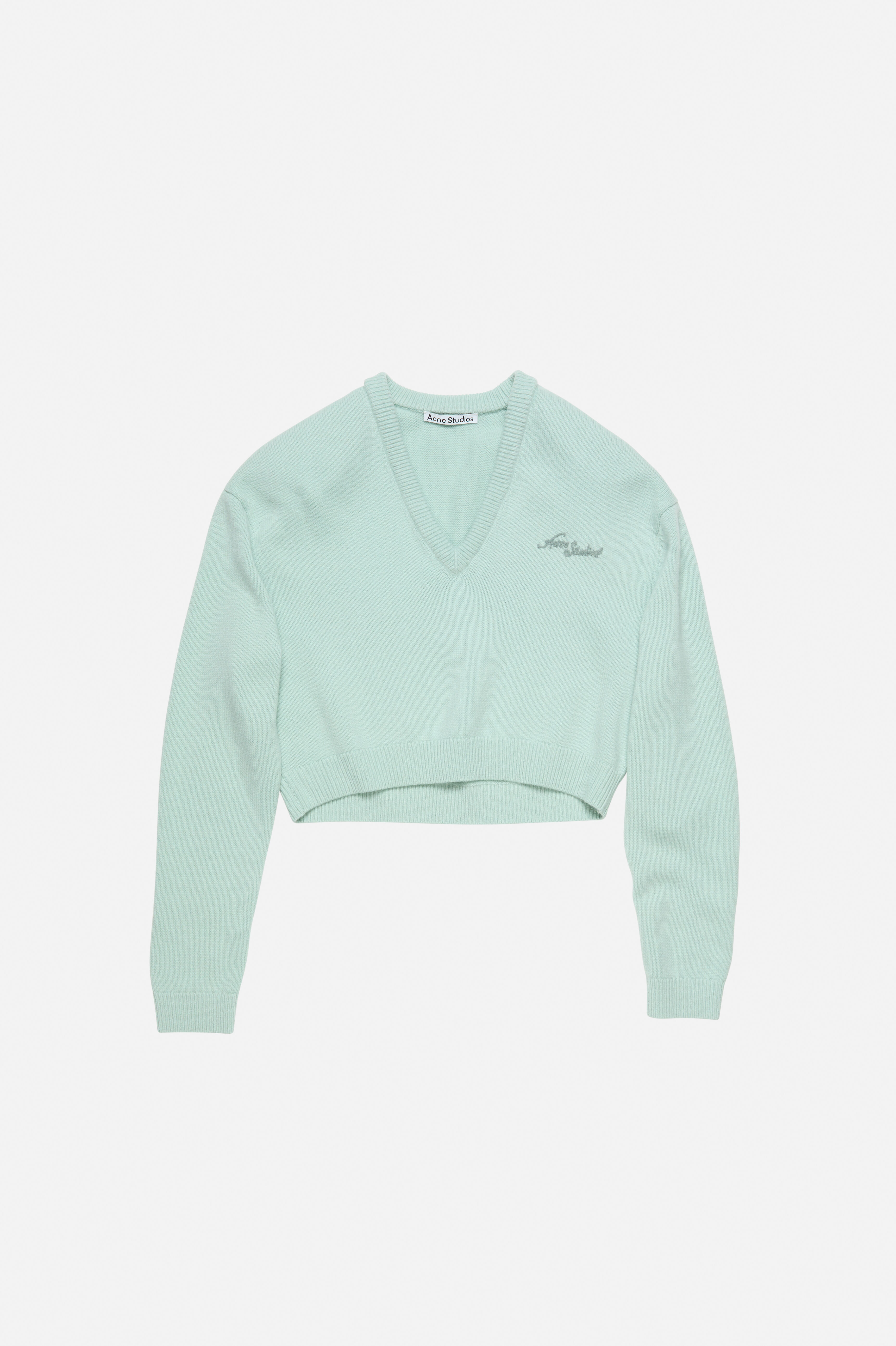 Wool v-neck sweater - Faded mint - 6