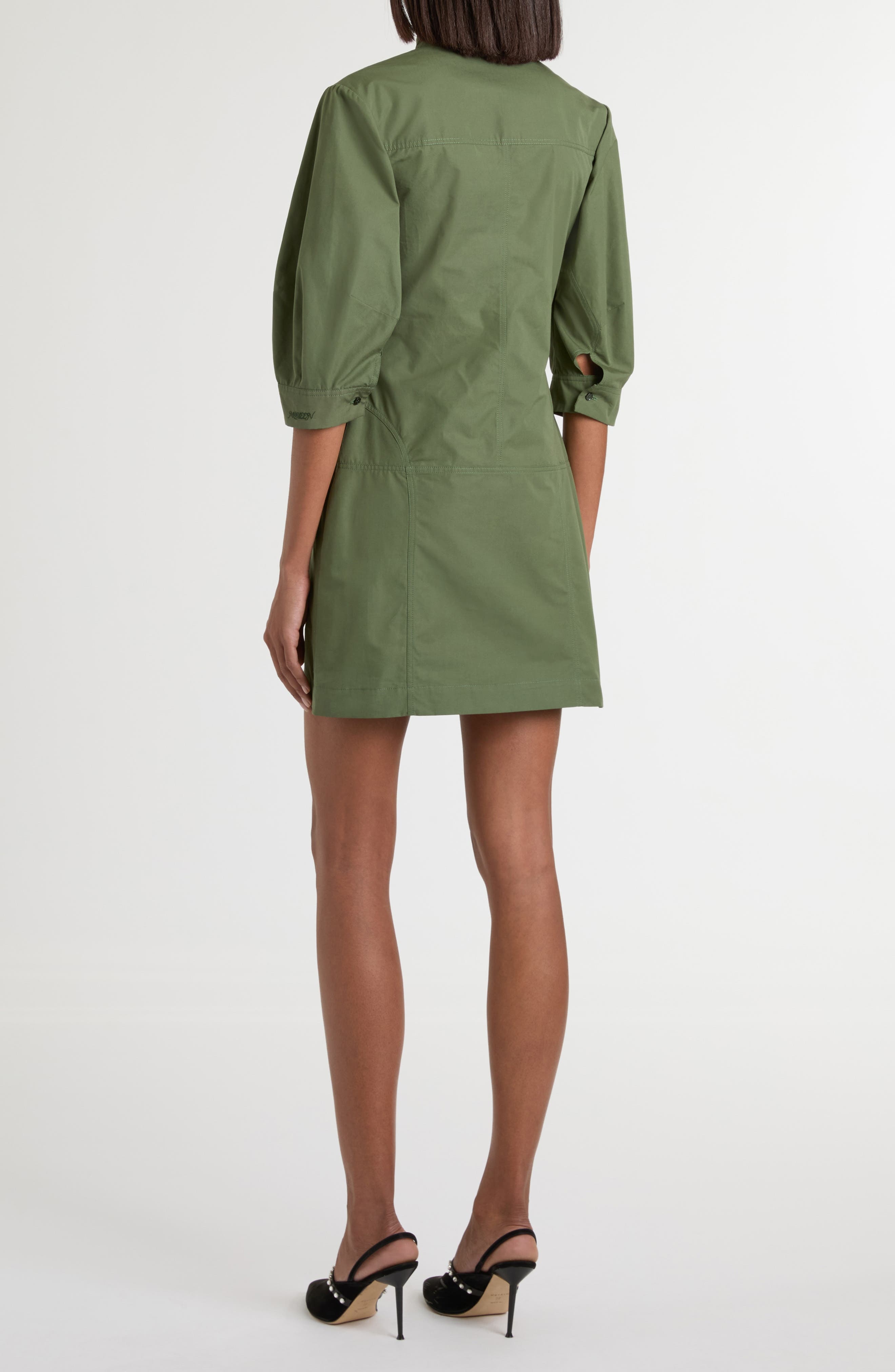 McQueen Day Button Front Cotton Poplin Minidress in Khaki at Nordstrom - 2