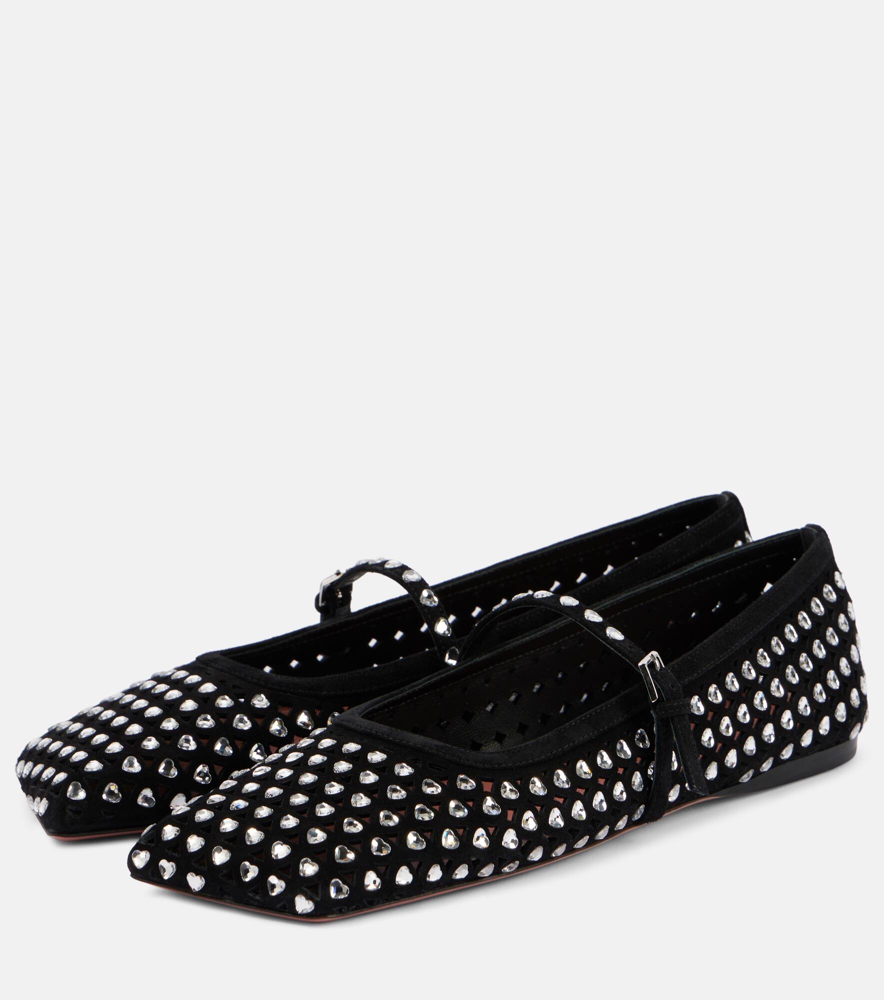 Ane crystal-embellished leather ballet flats - 5