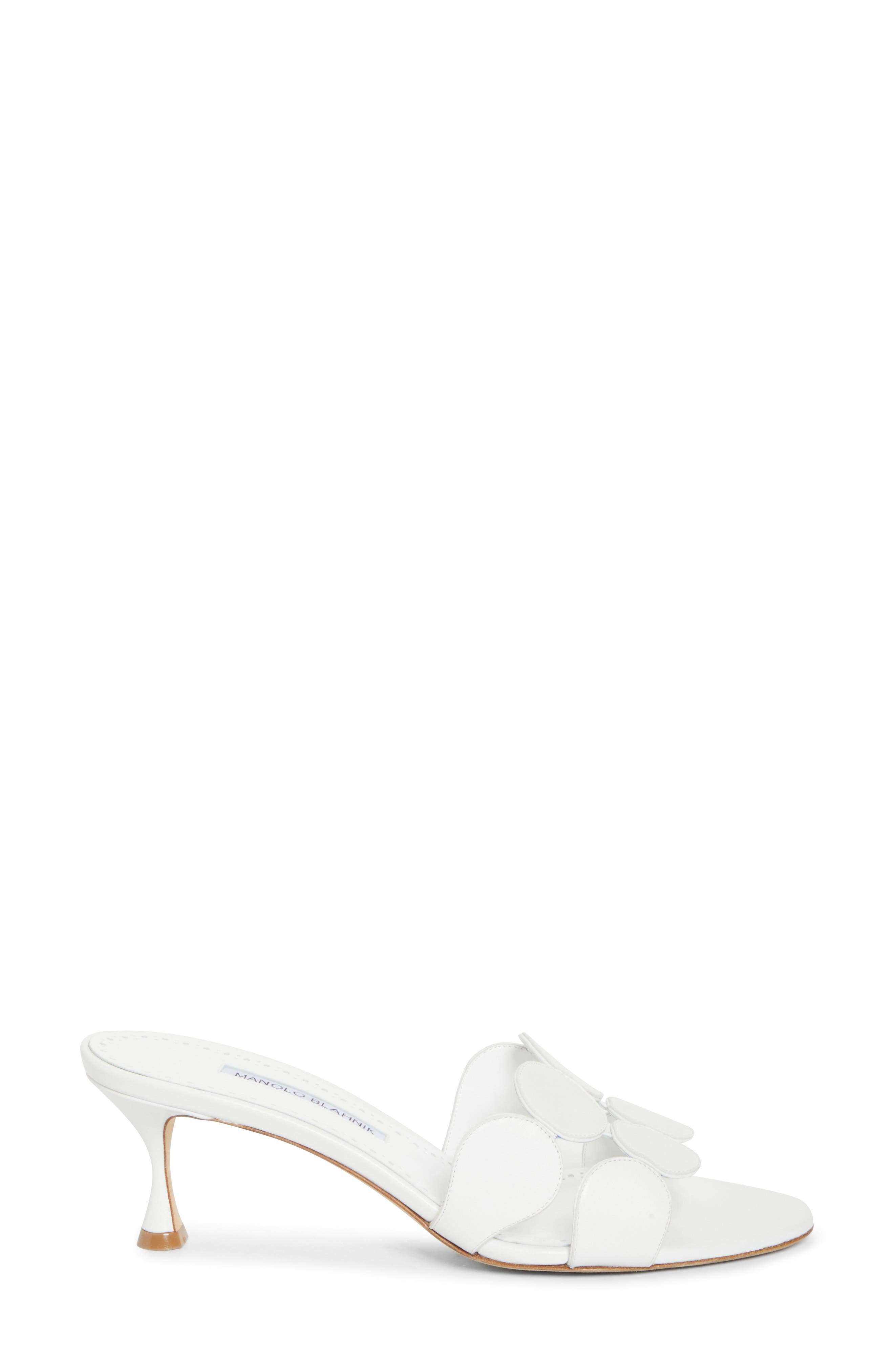 Manolo Blahnik Haribalmu Kitten Heel Sandal in White at Nordstrom - 3