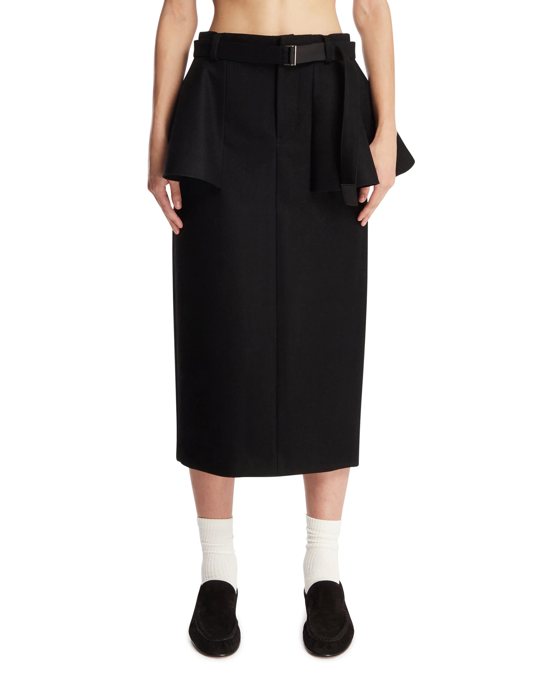 Black Melton Midi Skirt - 1