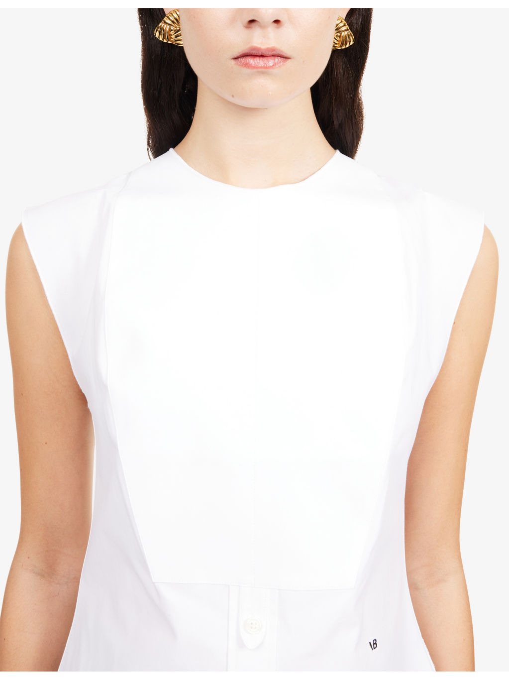 Sleeveless Bib Cotton Shirt - 5